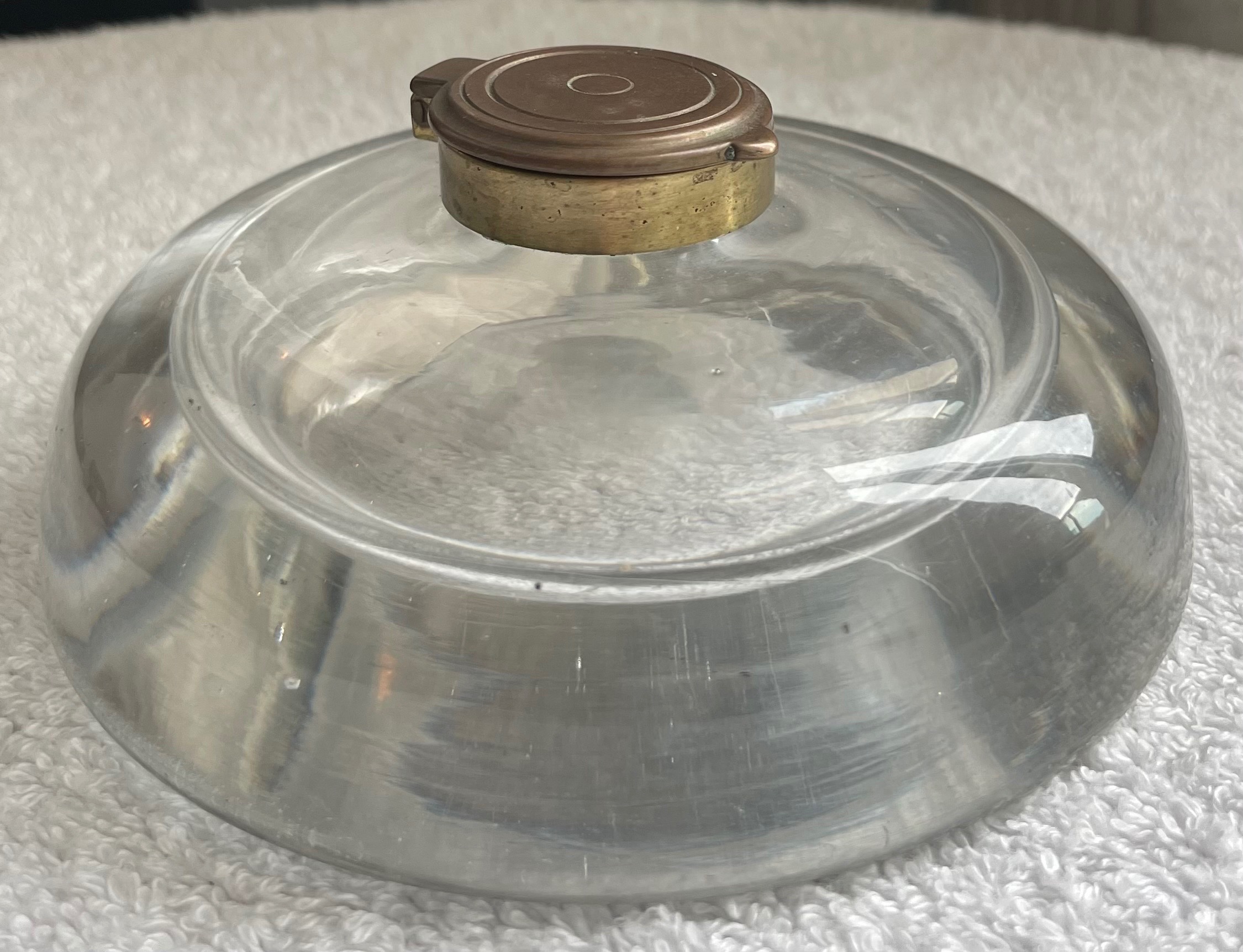 Antique 5" Heavy Glass Desktop Inkwell (2.2 lbs)
