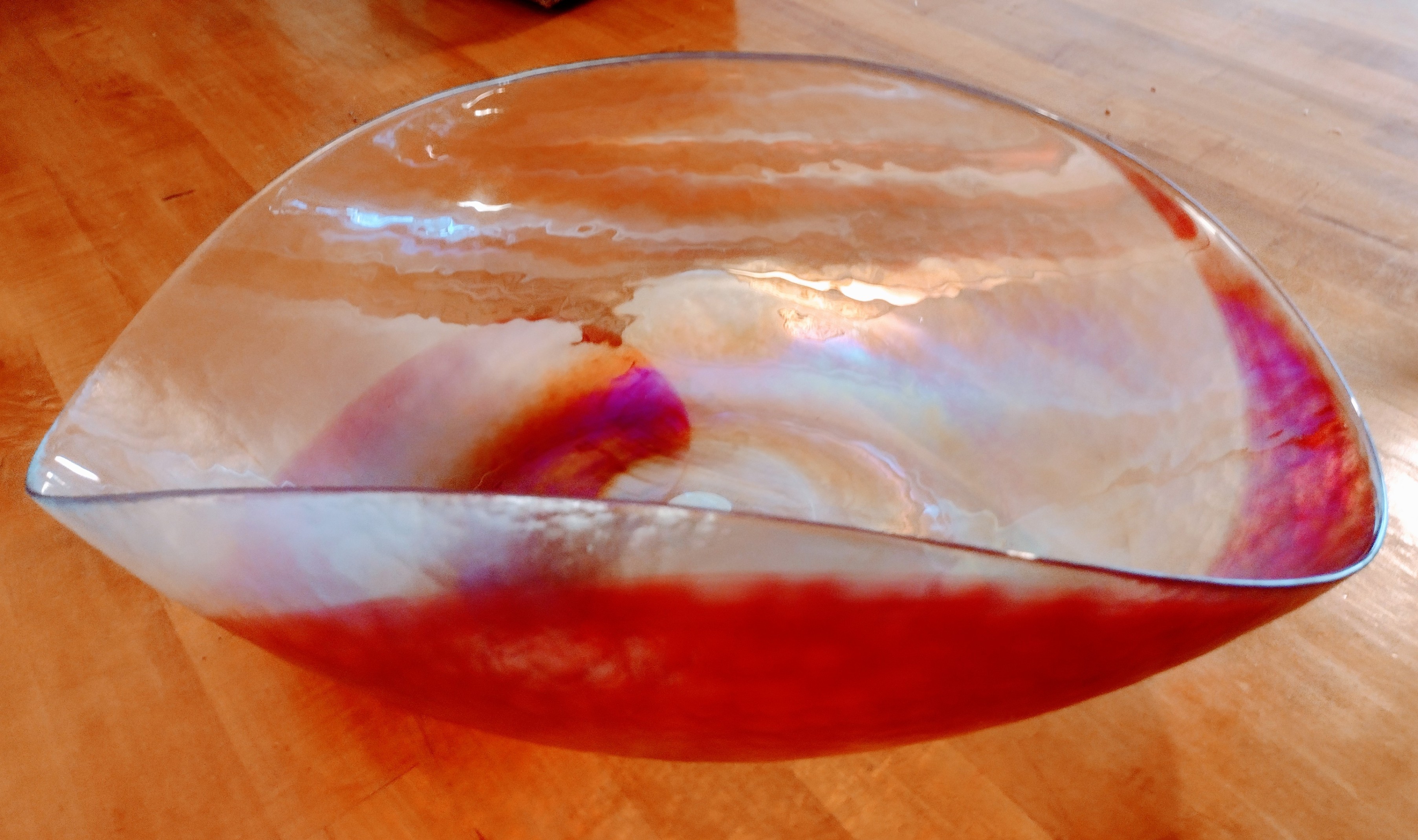 Large Murano Iridescent Shell Glass Bowl