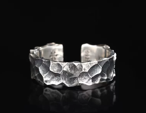 Textured Silver Adjustable Ring