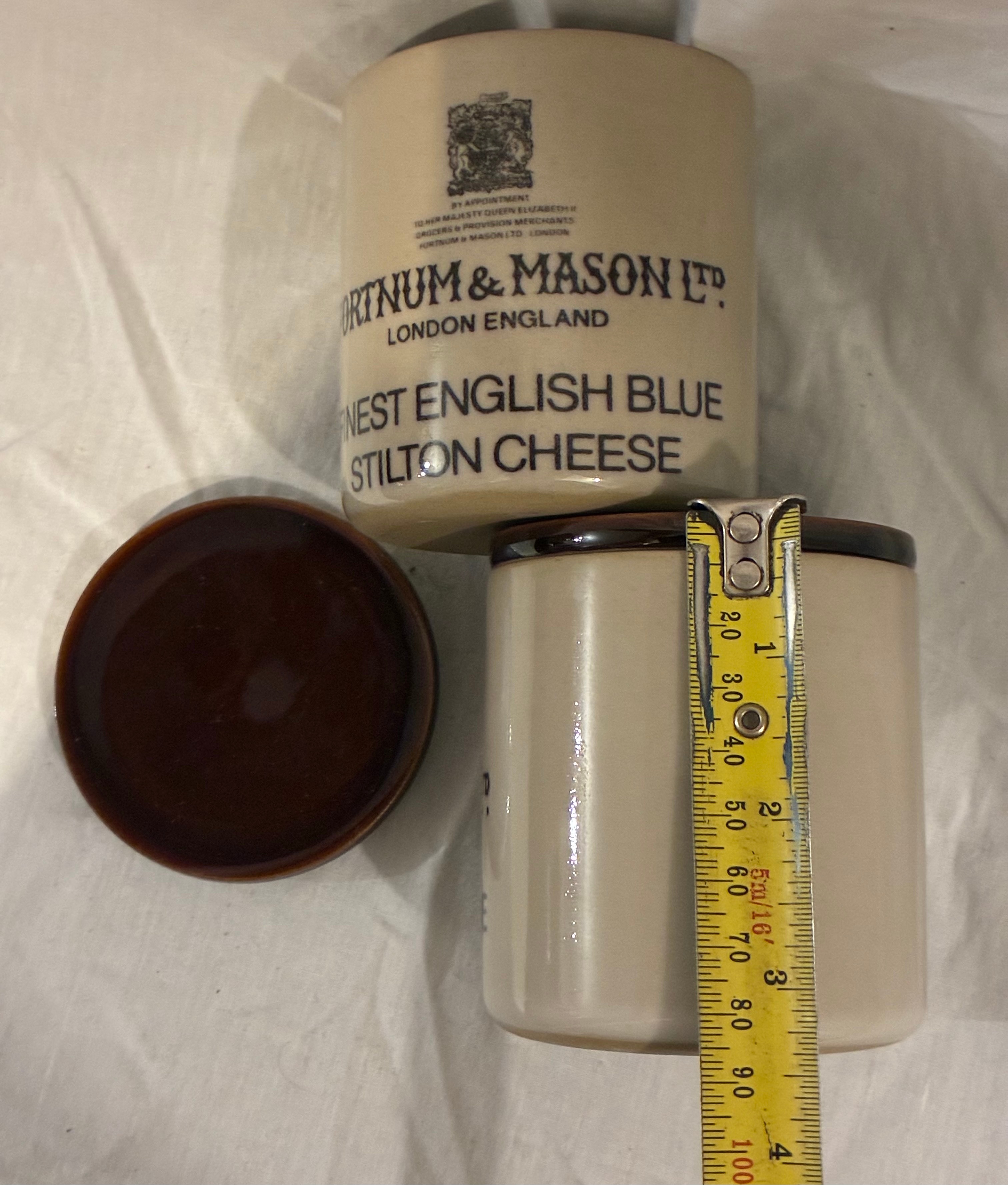 2 Fortnum and Masons English Stilton Cheese Denby Jars with Lids - photo 5