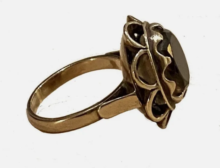 Antique 14K Gold Ring Smokey Topaz