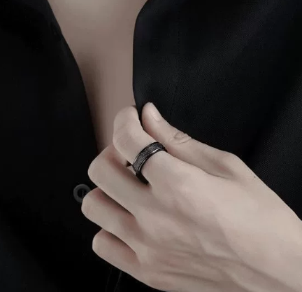 Black Sand Textured Ring - photo 3
