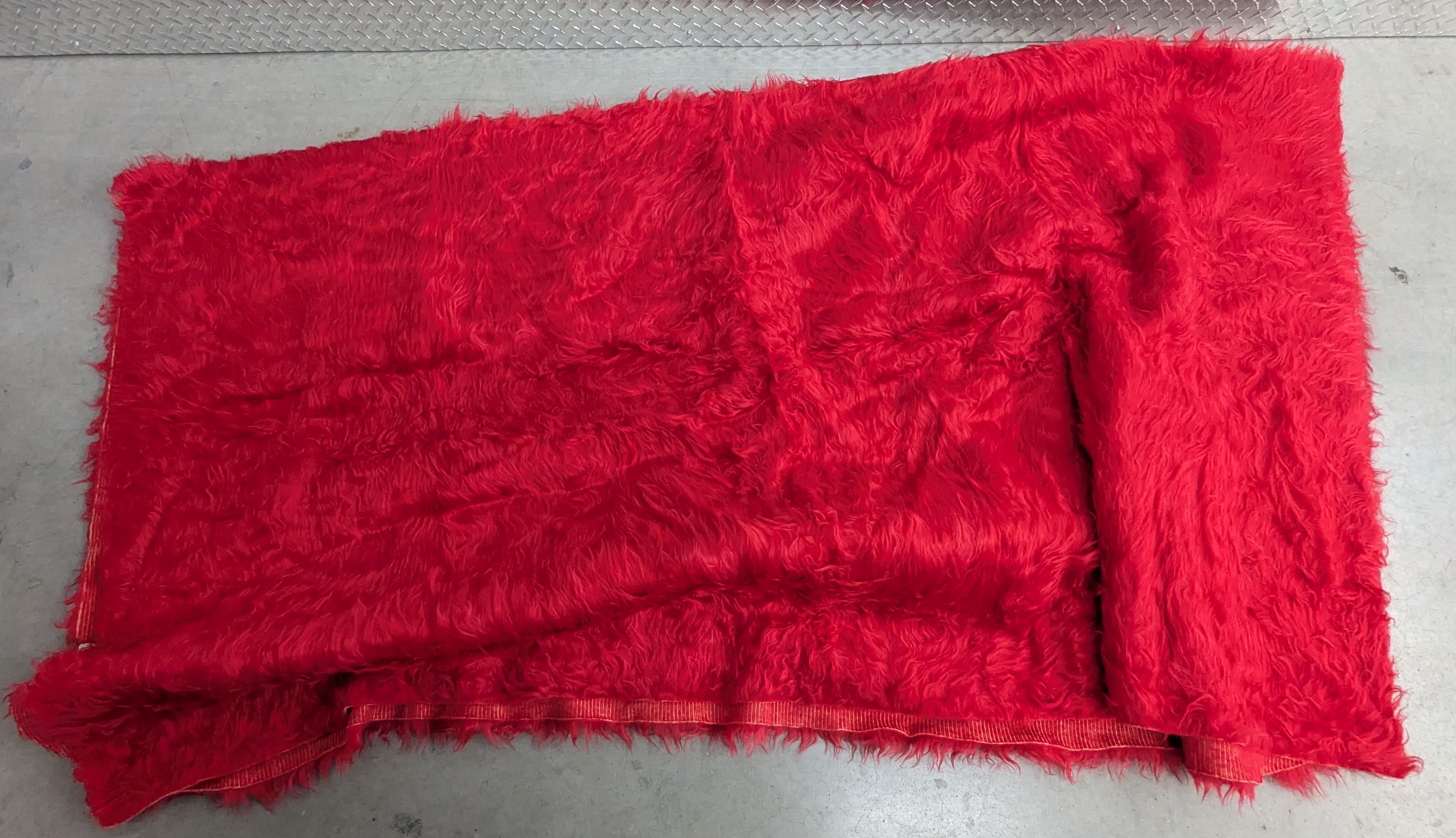 81" x 90" Red Shaggy Faux Fur Furry Fabric Rug