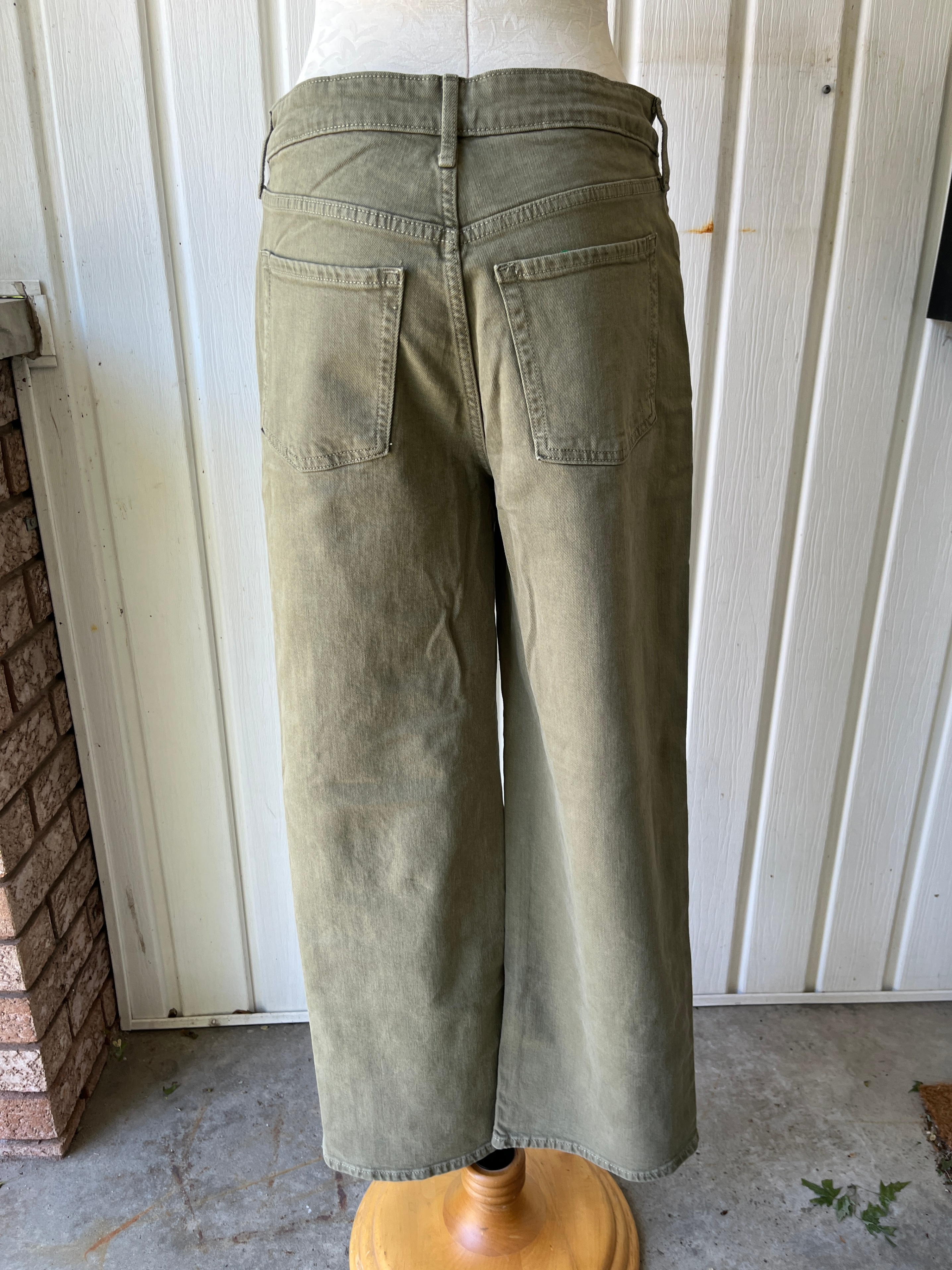 Old Navy Women's Wide Leg Crop Pants Olive Size 8 - photo 2