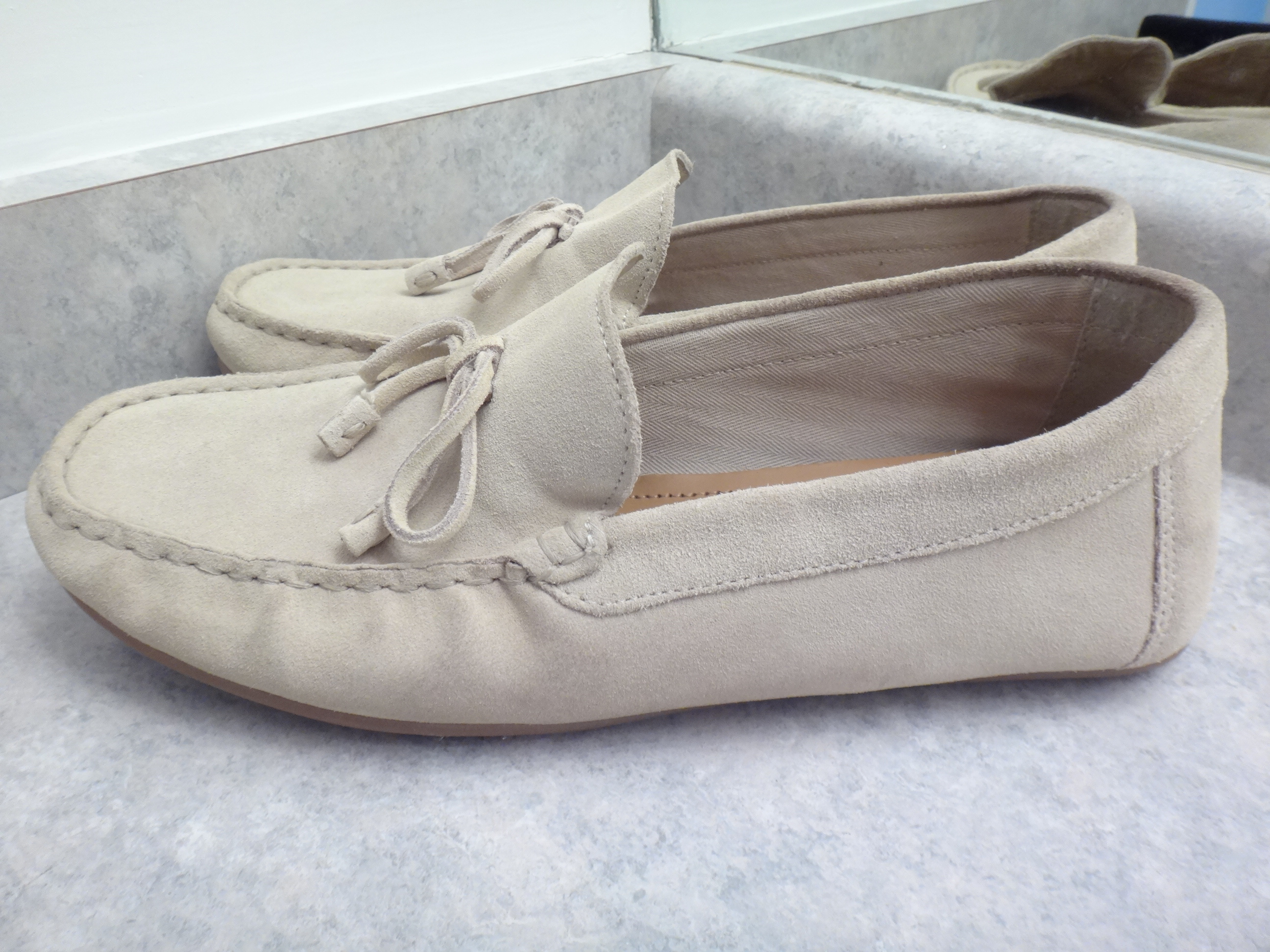 ✅👍🆕ZARA Size 9 / 42 Light Khaki Suede Slip On Loafers Shoes - photo 3