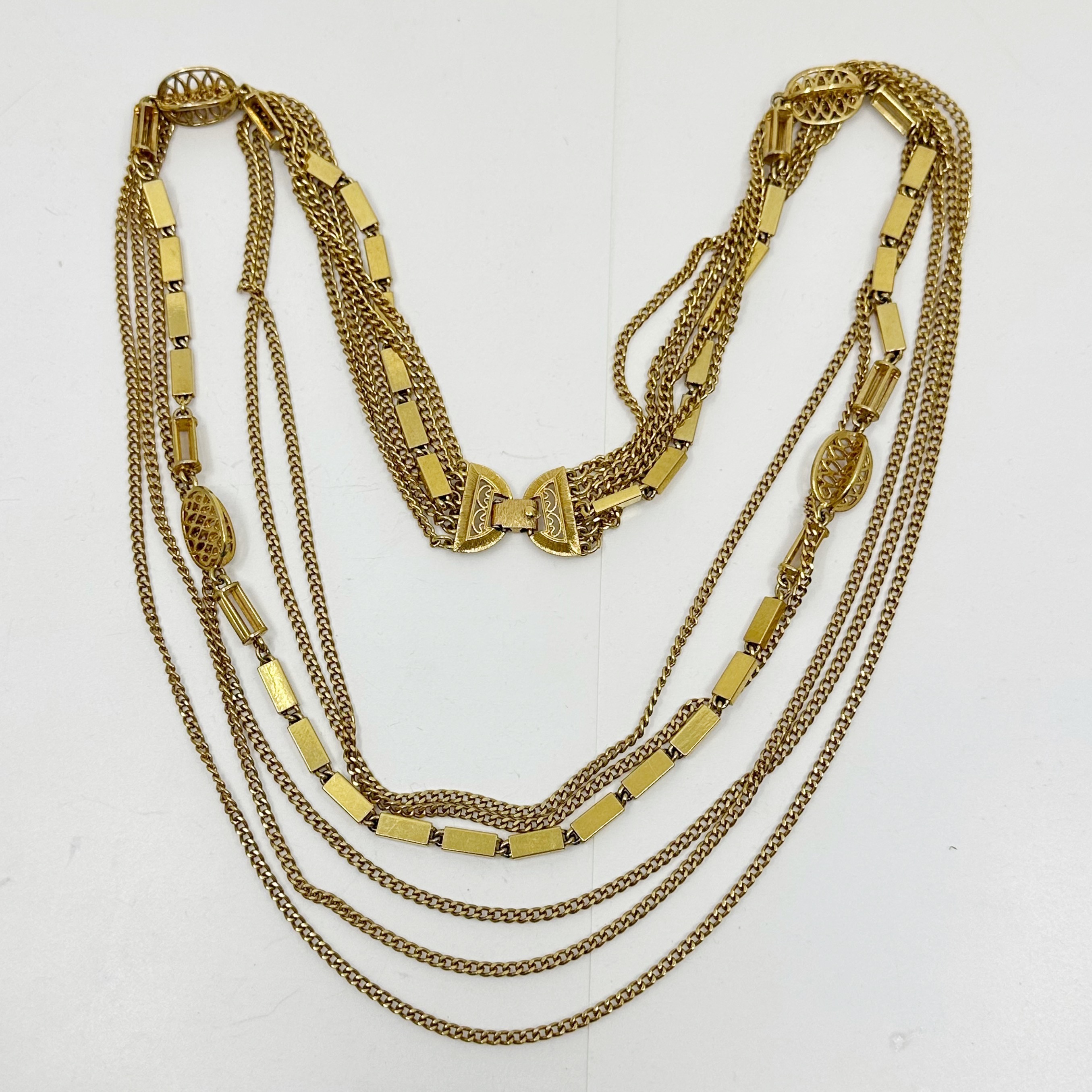Monet Gold tone swirl bead multi strand necklace - photo 3