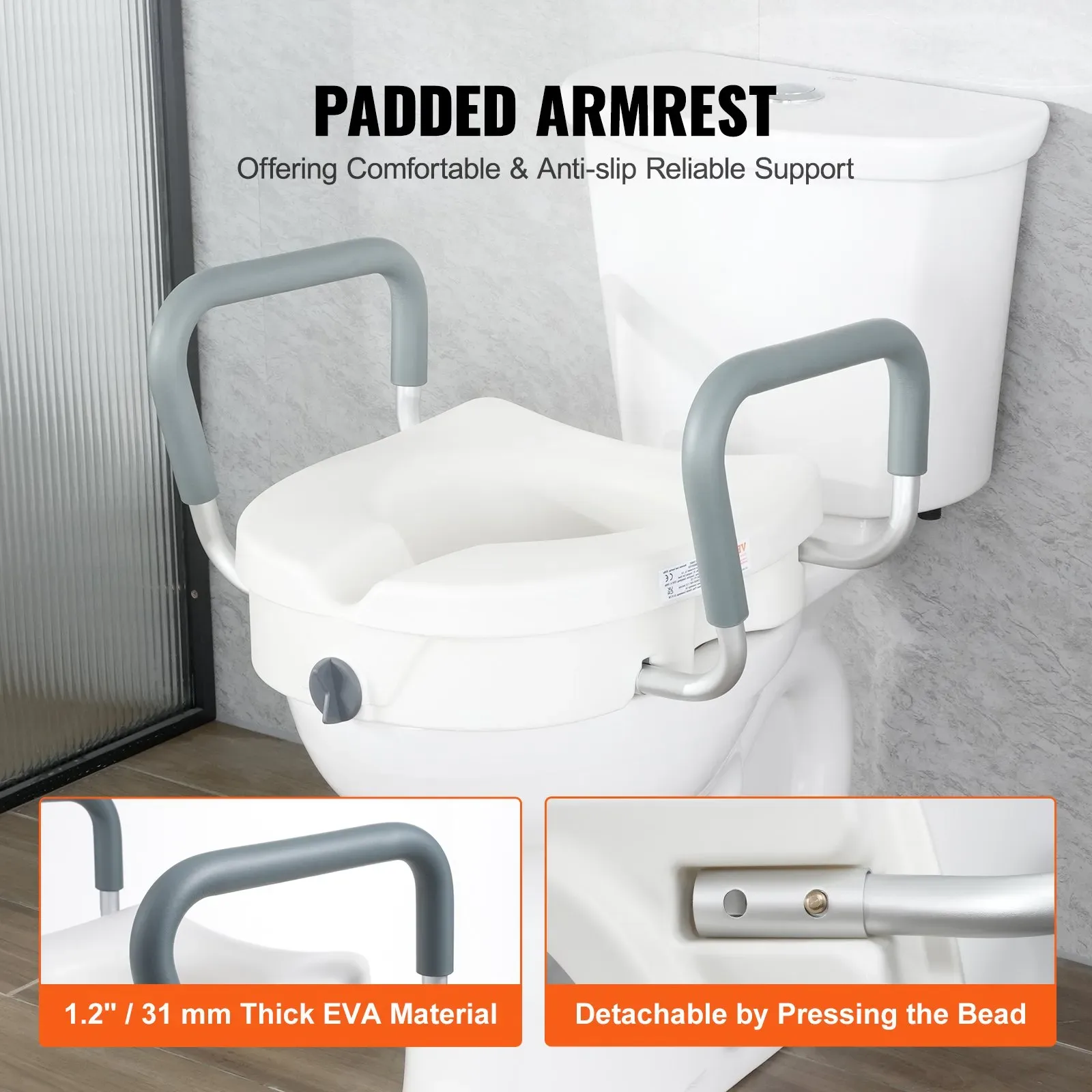 VEVOR Raised Toilet Seat, 7-Position Height Adjustment - photo 4