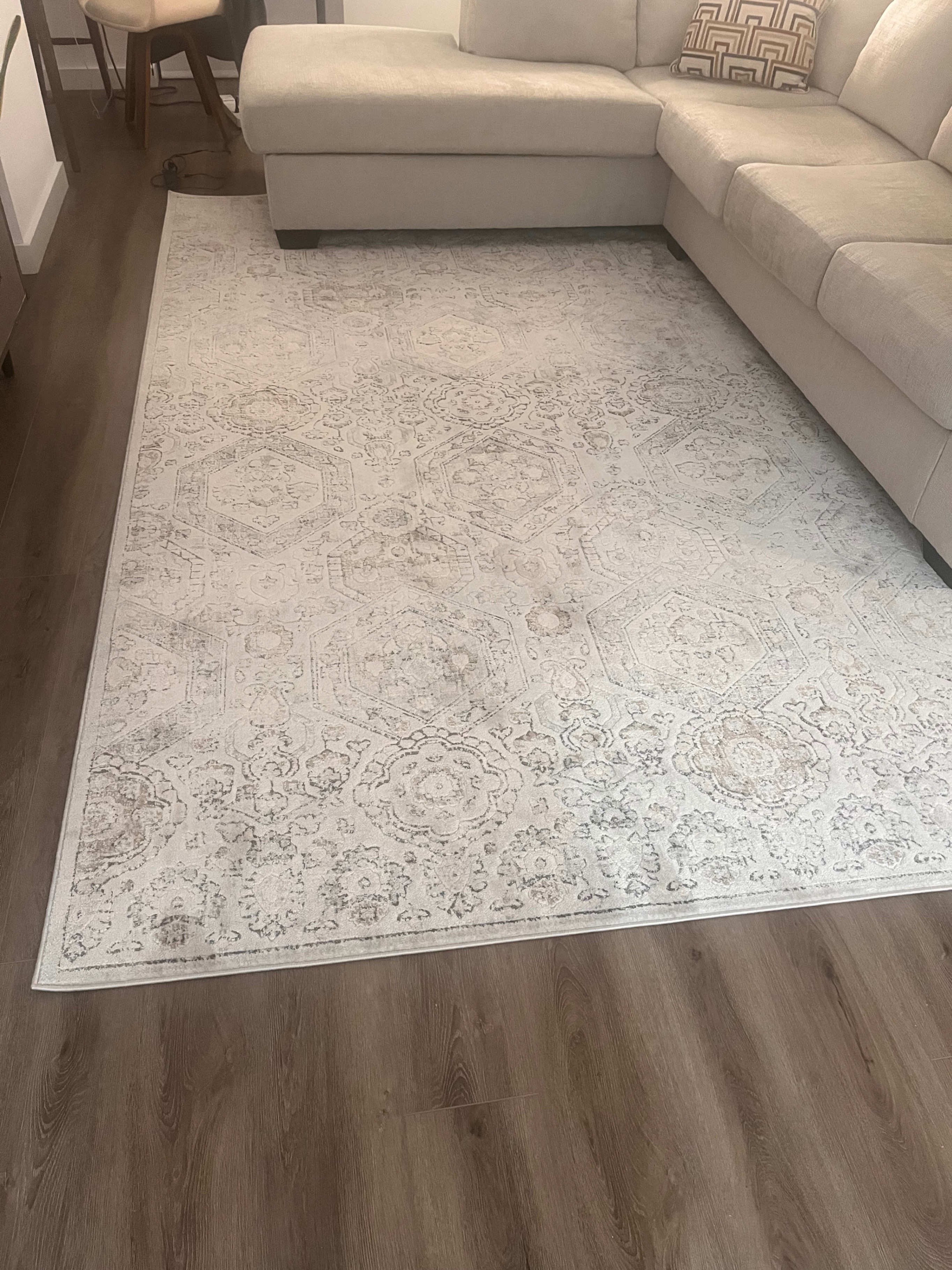 XL Beige & Ivory Contemporary, Stain Resistant Rug