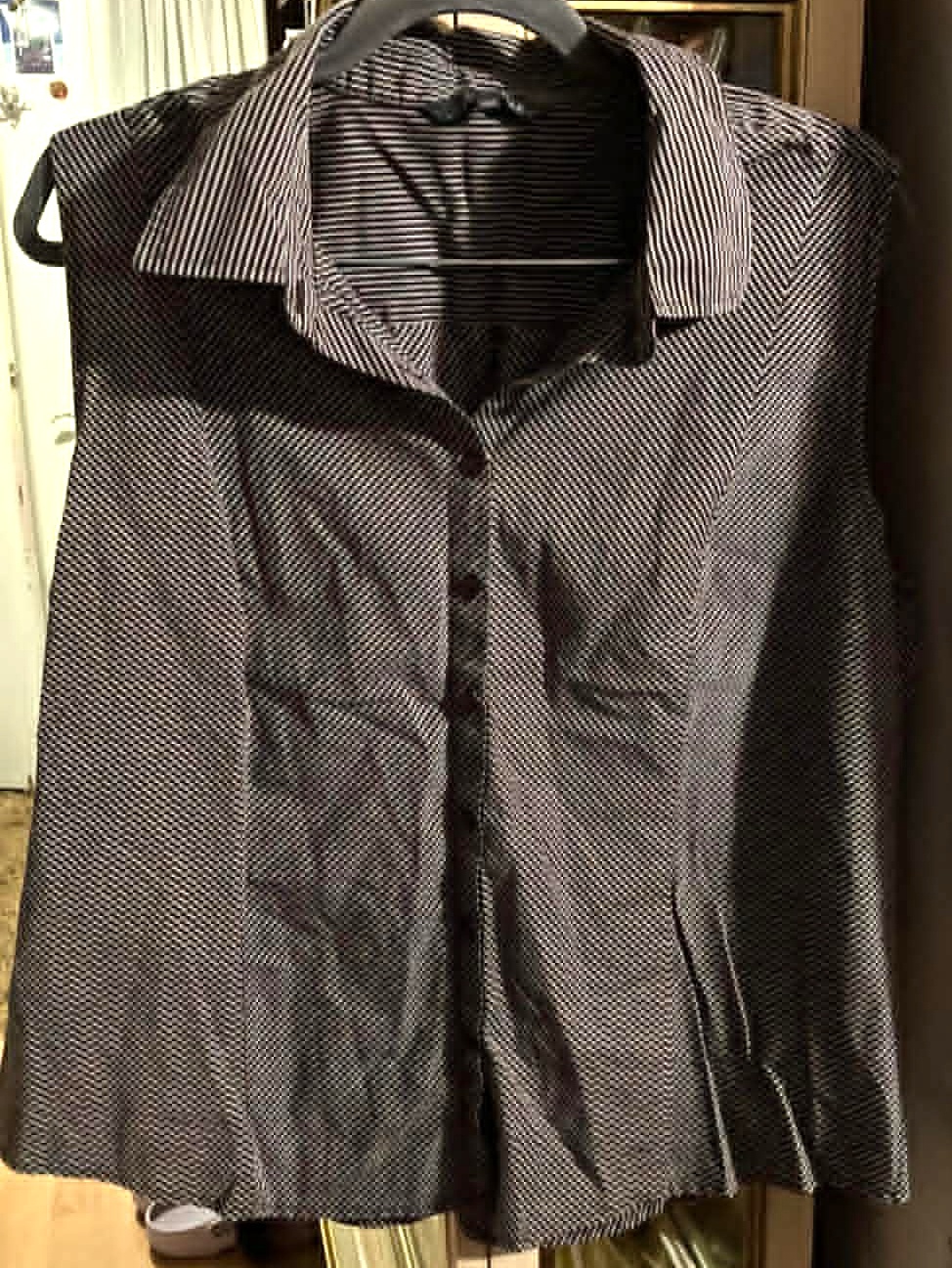 Women Addition Elle Brown Stripped Top - Size 20/1X