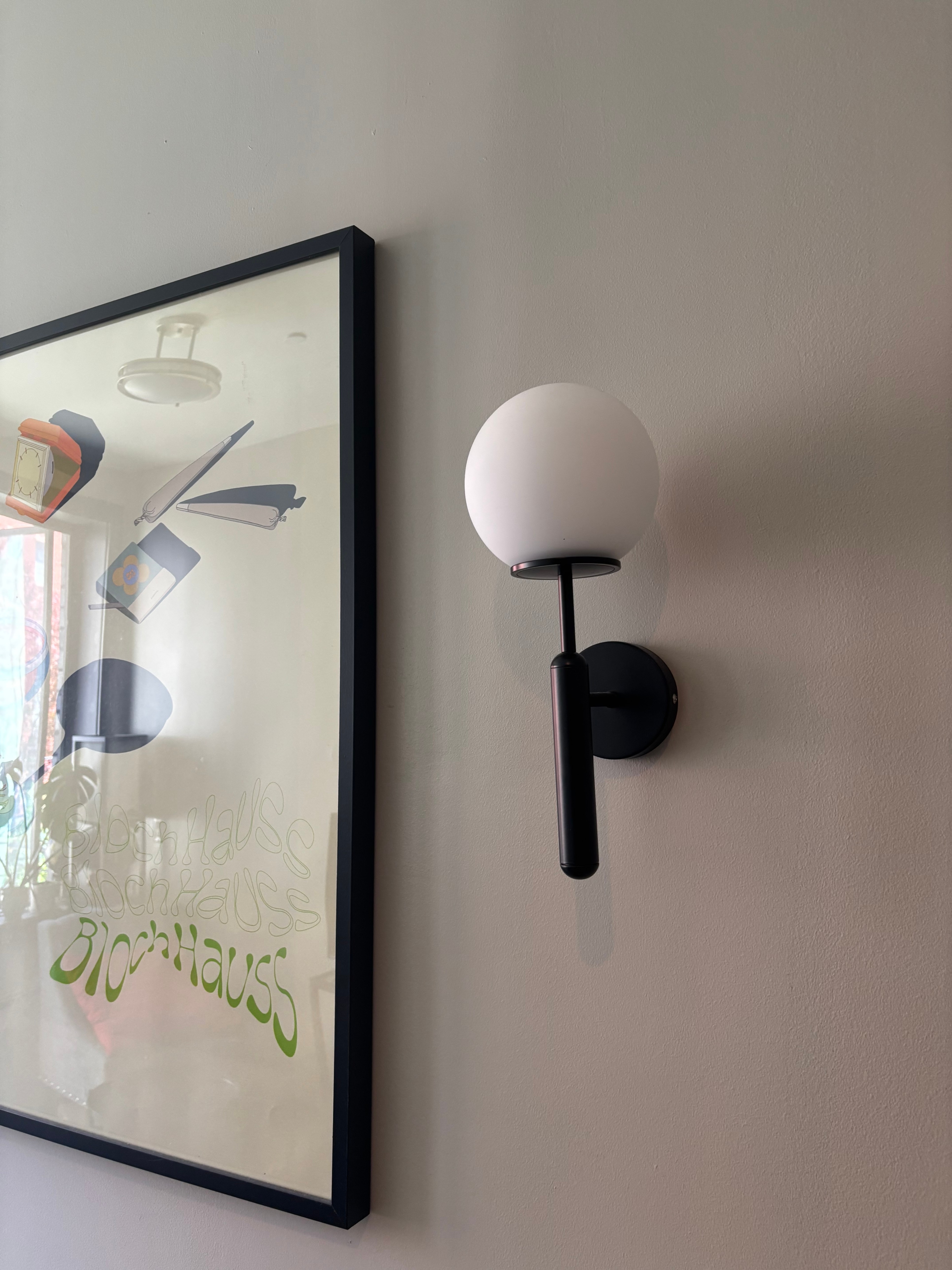 Pair of Rechargeable Frosted Glass Globe Sconces