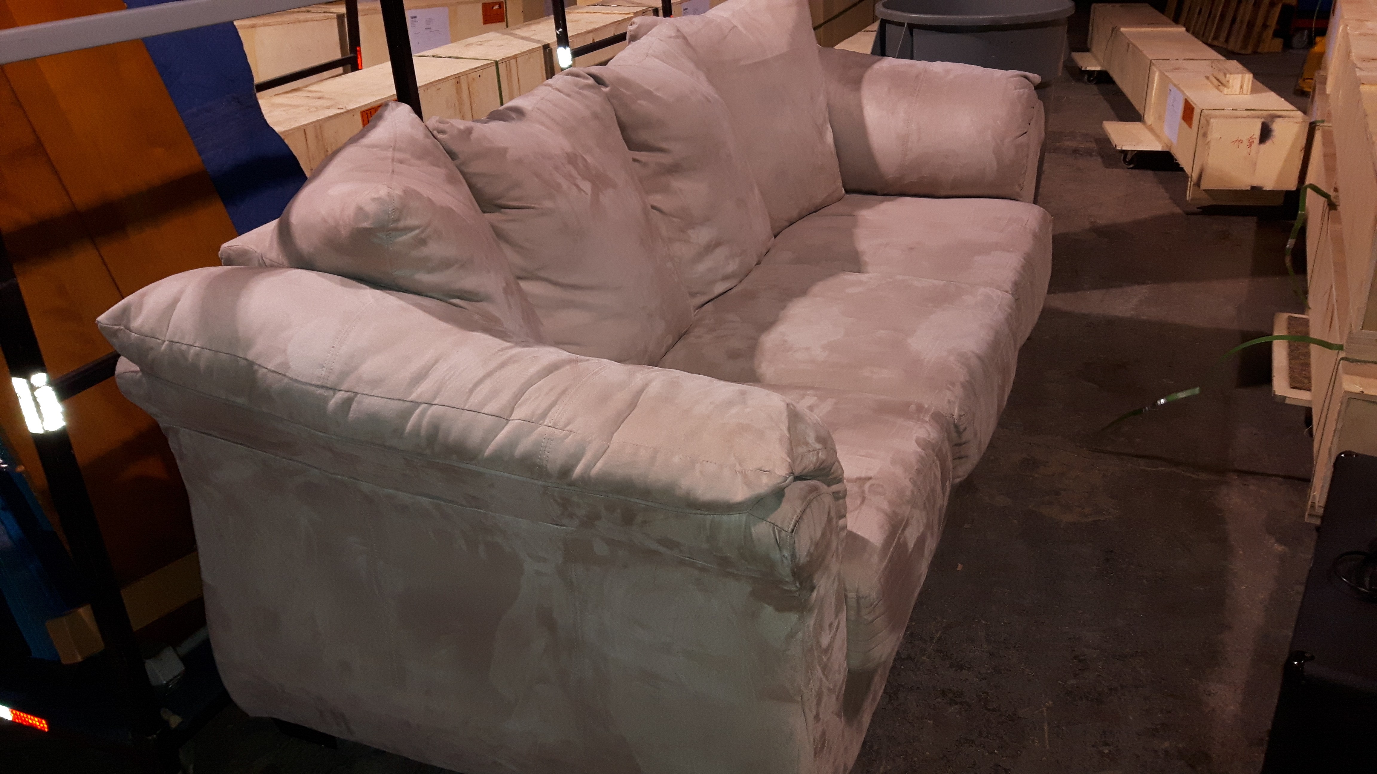 Light Beige Microfiber 3 Seater Couch - photo 3