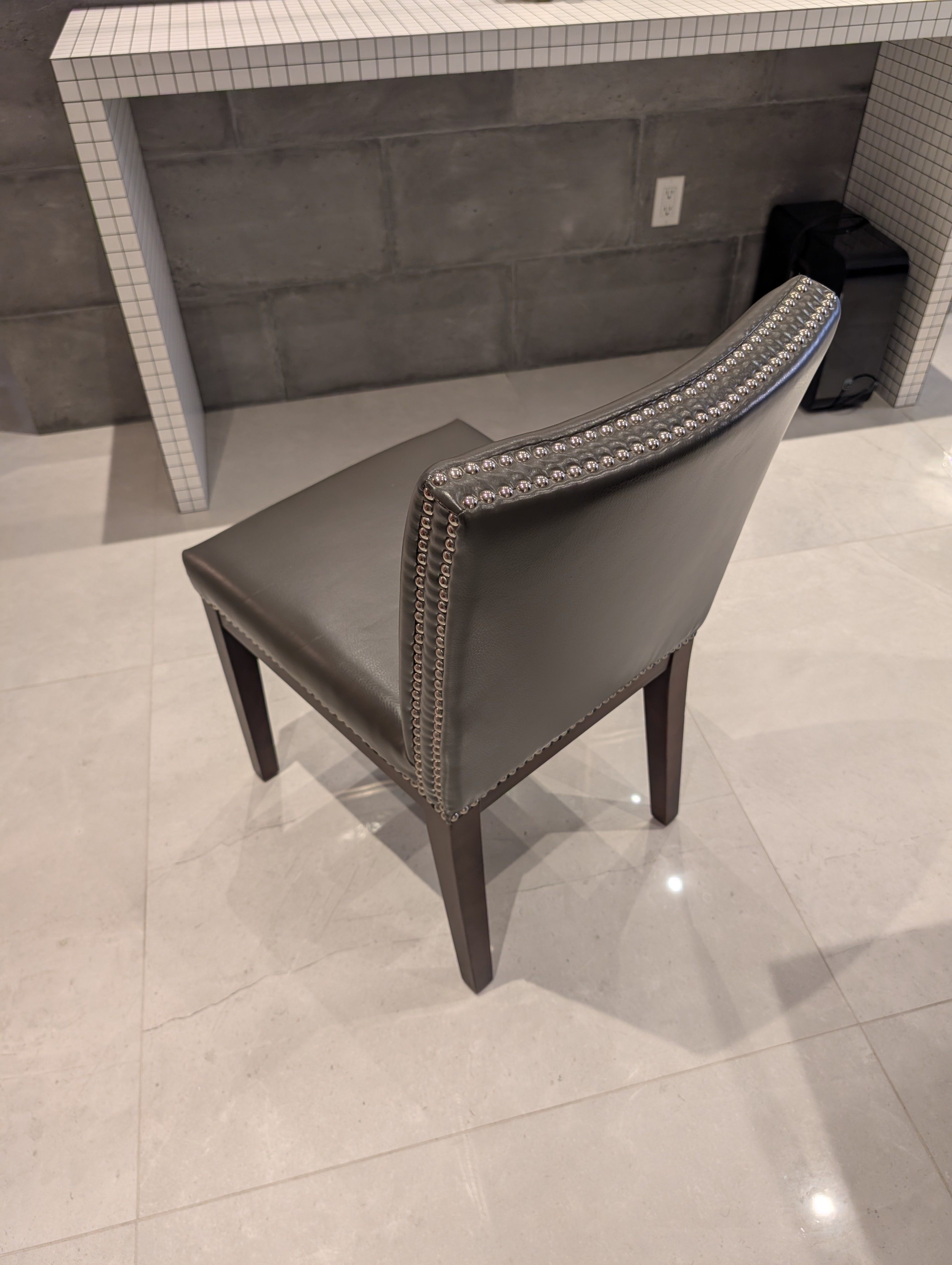 Leather-Look Dining Chairs with Nailhead Trim