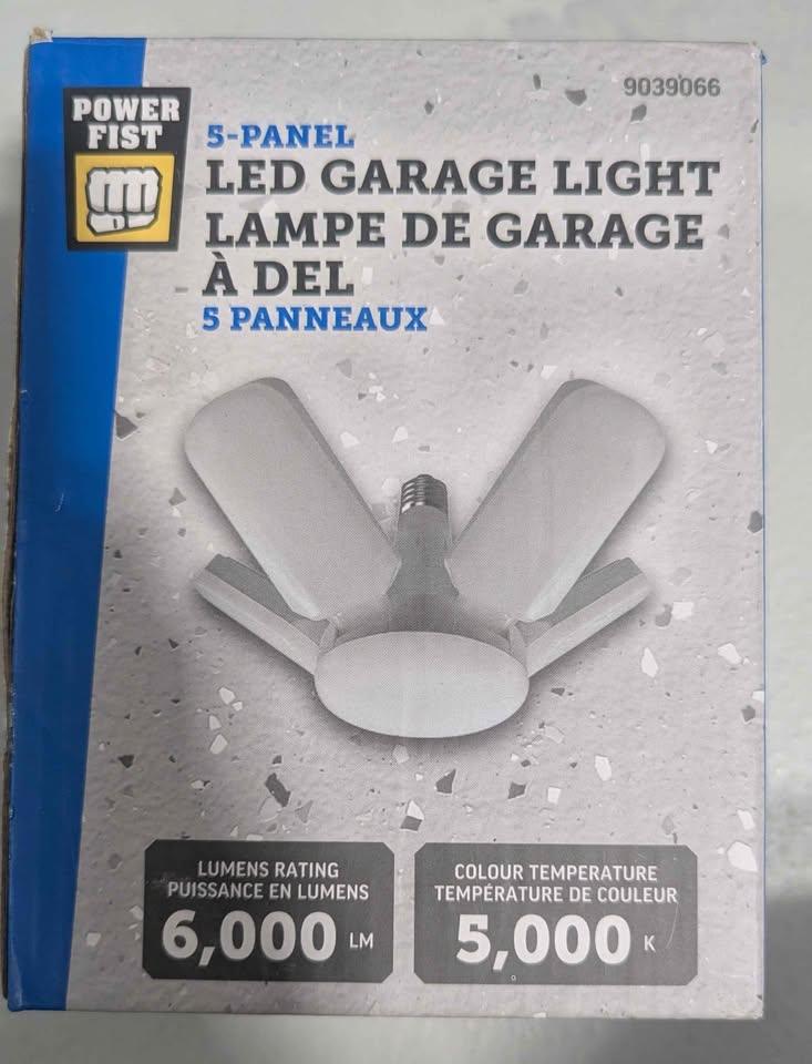 NEW LED Garage Light 6,000 Lumen White 5-Panel