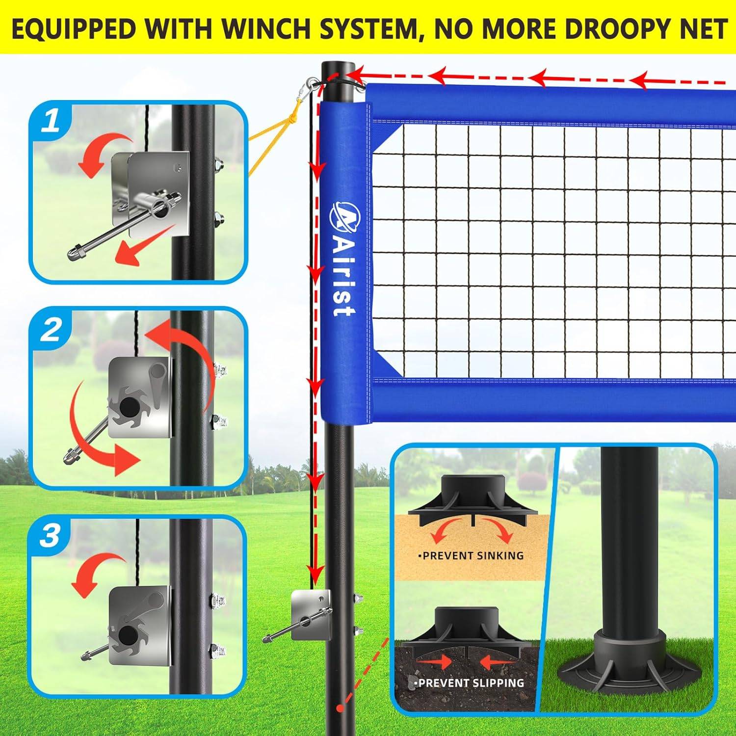 Airist Volleyball Net Set for Summer (beach, sand, grass) - photo 3