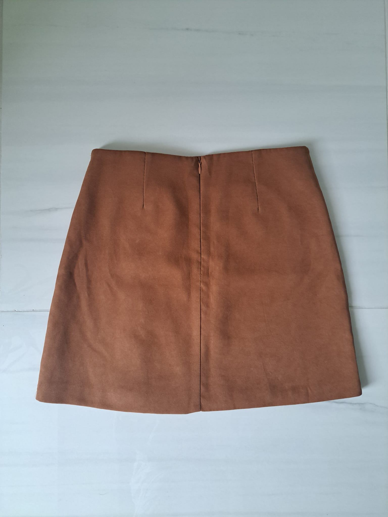 🤎 Y2K Brown Faux Suede Grommet High Rise Skirt - photo 2