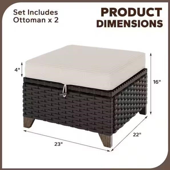 Set of 2 Rattan Ottomans - photo 3