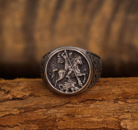Men's Saint George and the Dragon Signet Ring - photo 3
