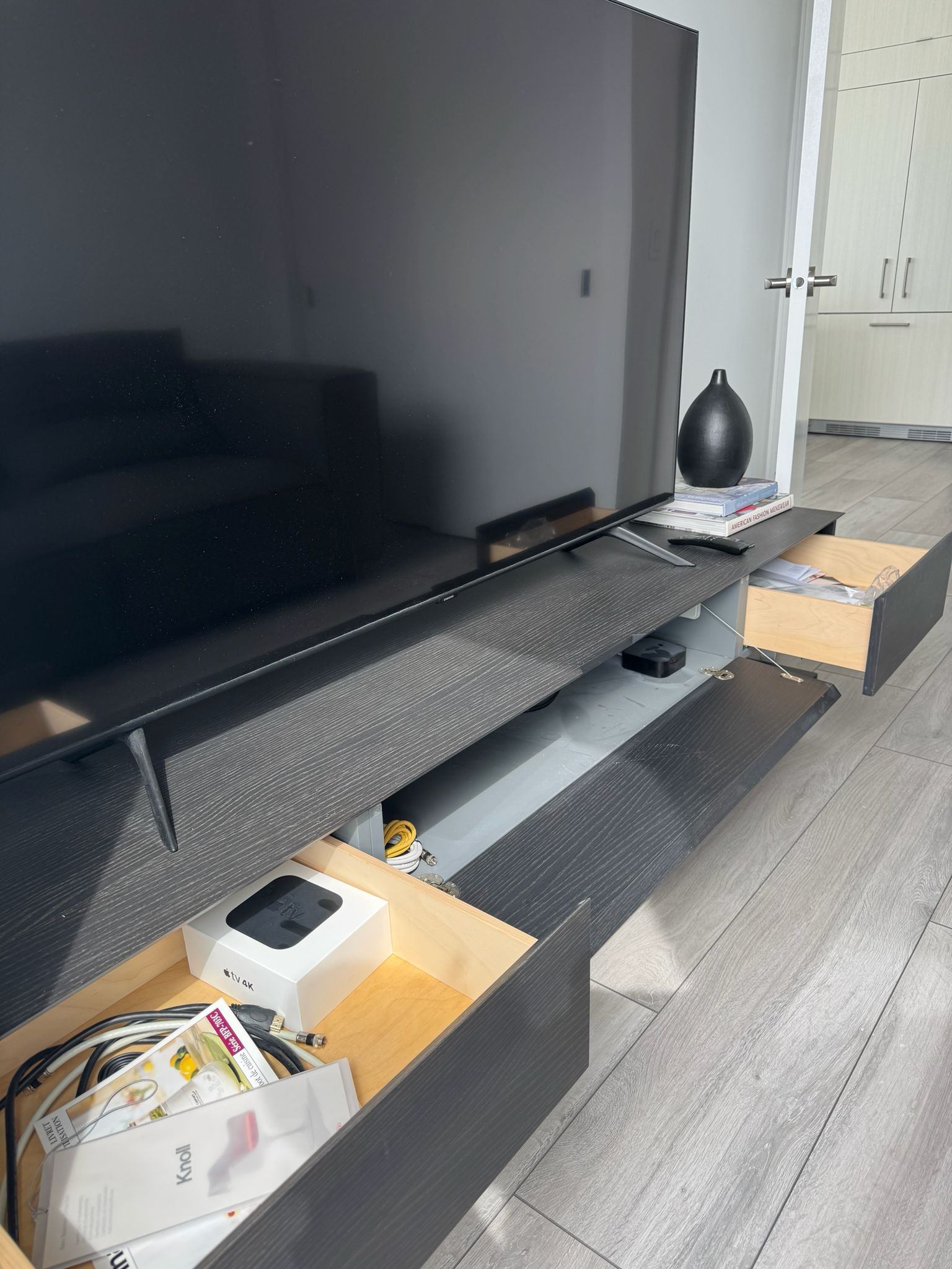 Designer Modern TV Console / Media Unit - Dark Oak
