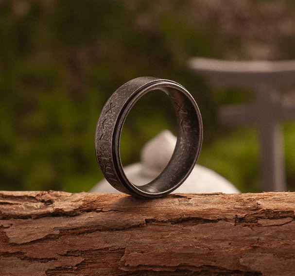 Rune Engraved Spinner Ring