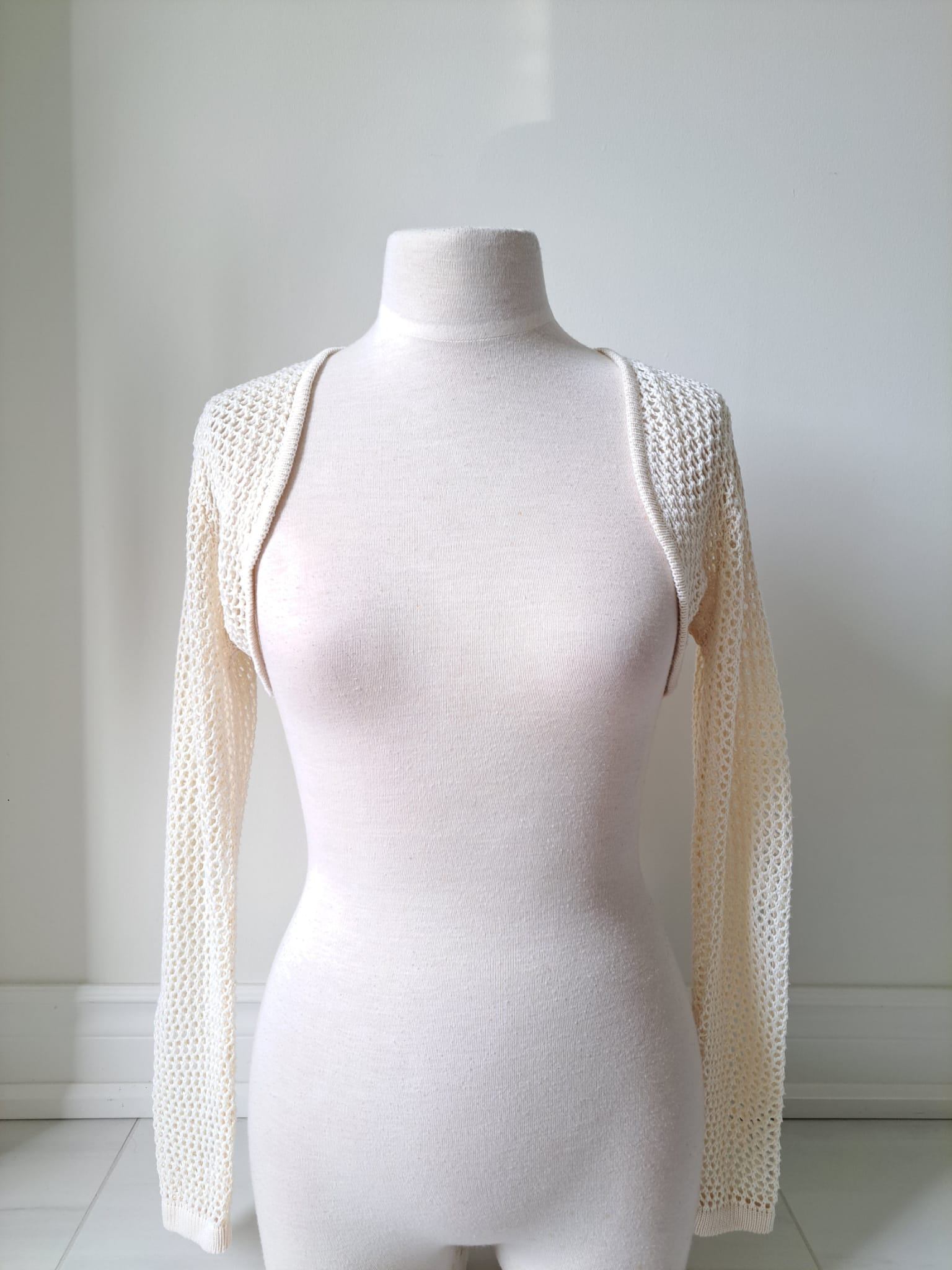 🍨 Cream Knit Cropped Bolero Shrug Cardigan - photo 2