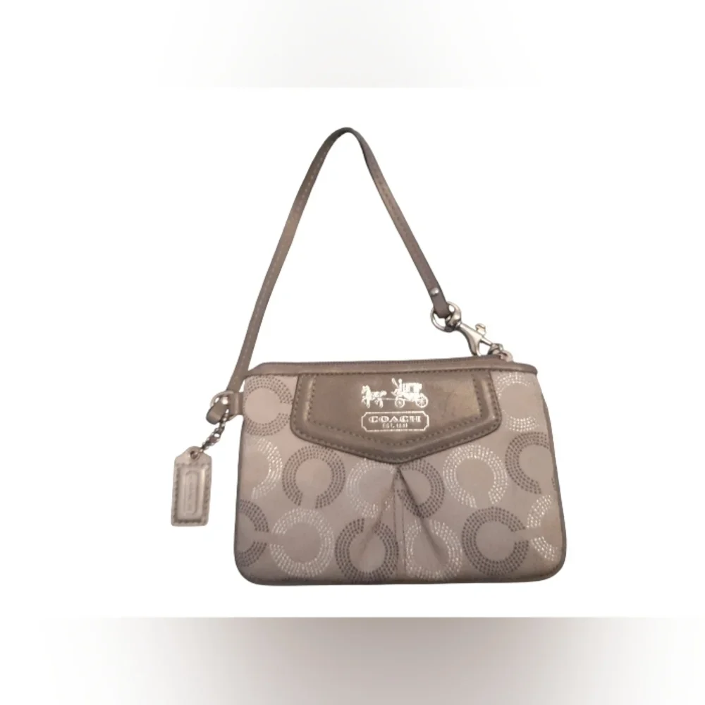 Coach Silver and Gray Signature C Wristlet