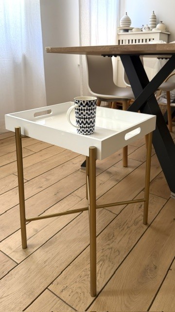 West Elm Lacquer Tray and Stand Brass