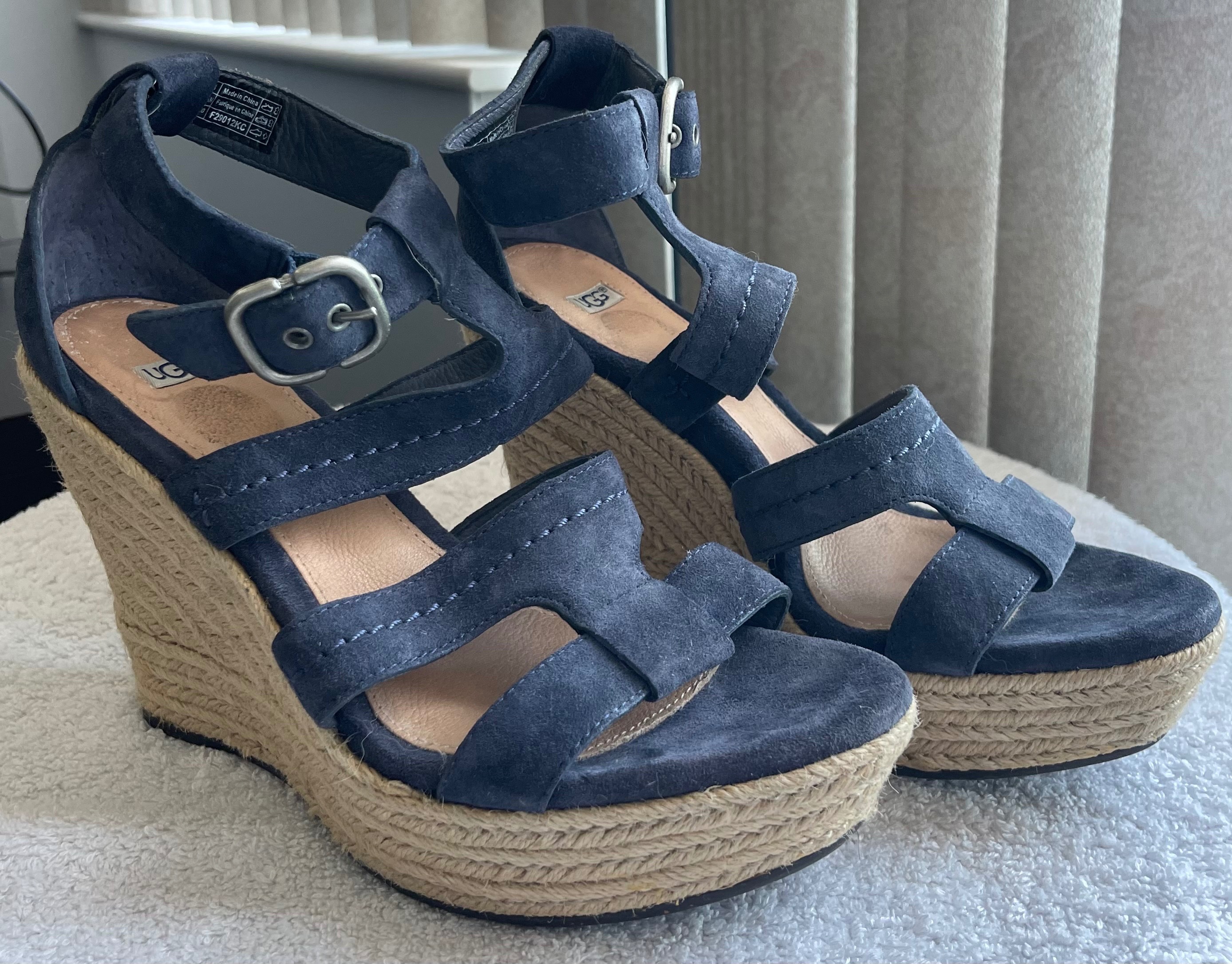 UGG Lauri Navy Suede Espadrille Wedges (Size 8) - photo 2