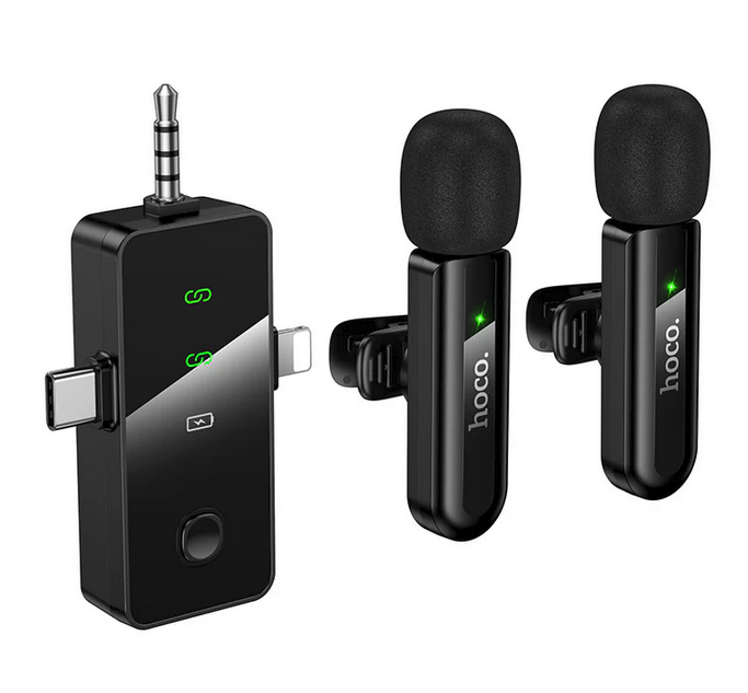 HOCO L20C 2pc Wireless Lavalier Mic (Lightning/Type-C/3.5)