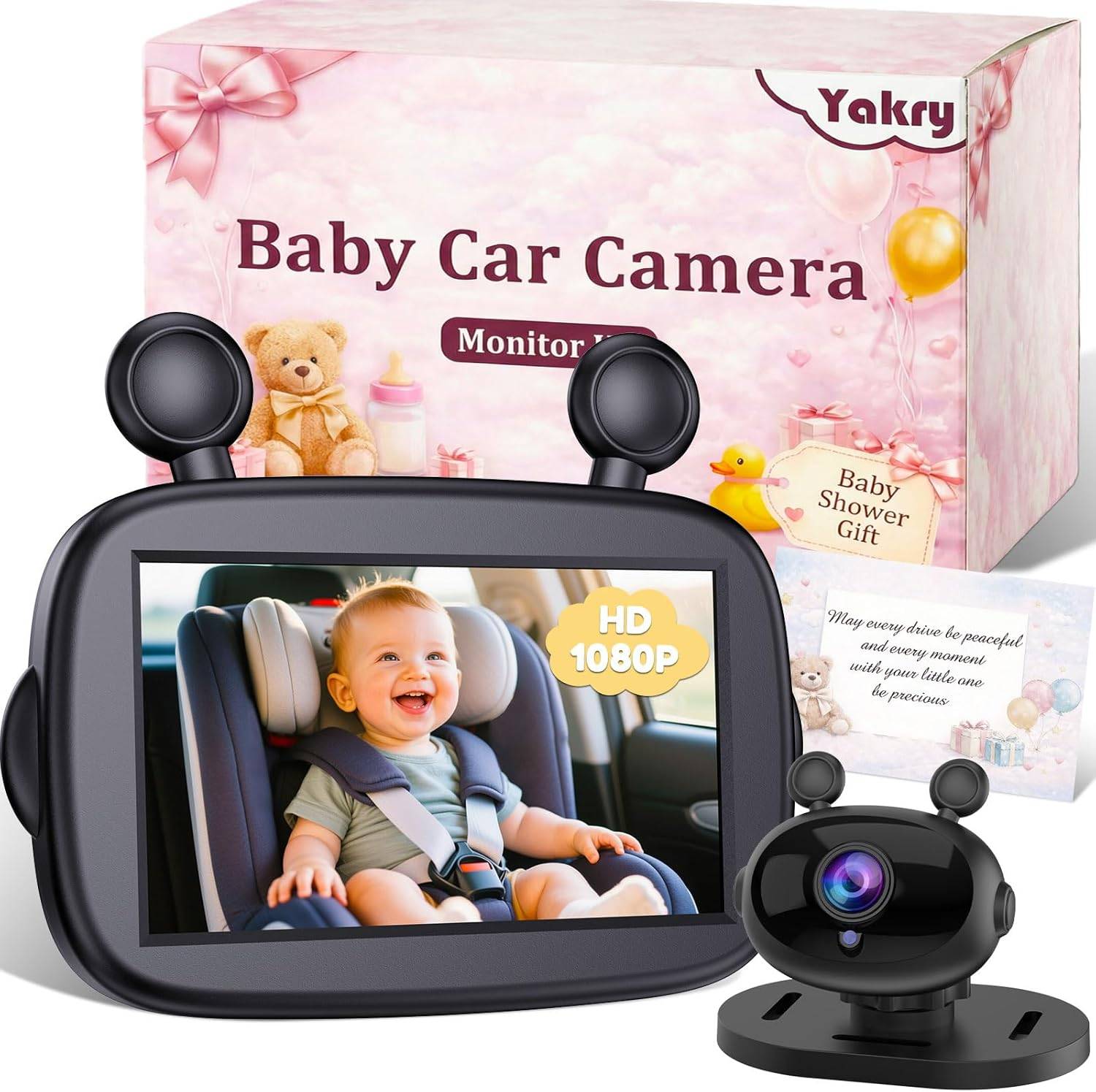 HD 1080P Baby Car Camera: Easy to Install 150° Wide Angle Car