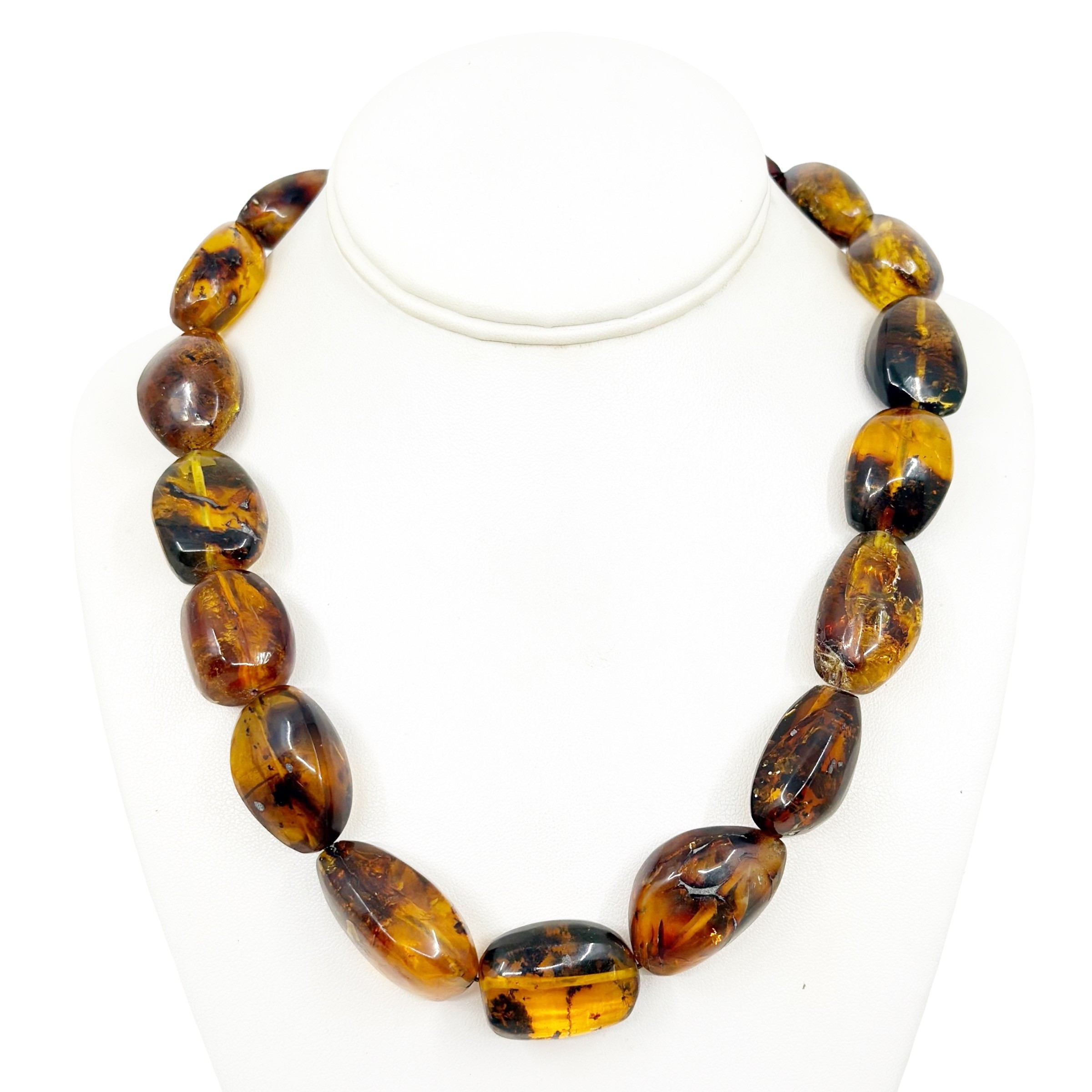 vintage Silver tone baltic amber nuggets bead necklace - GM1511 - photo 4