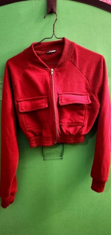 Burgundy Cropped Utility Zip Jacket