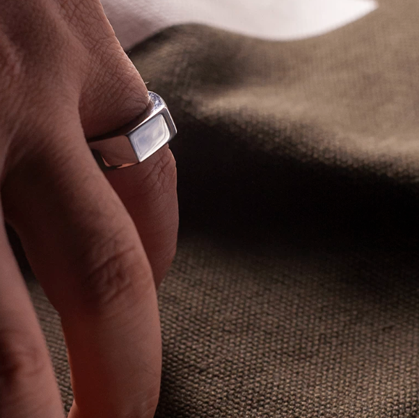 Men's Silver-Tone Signet Ring - photo 2