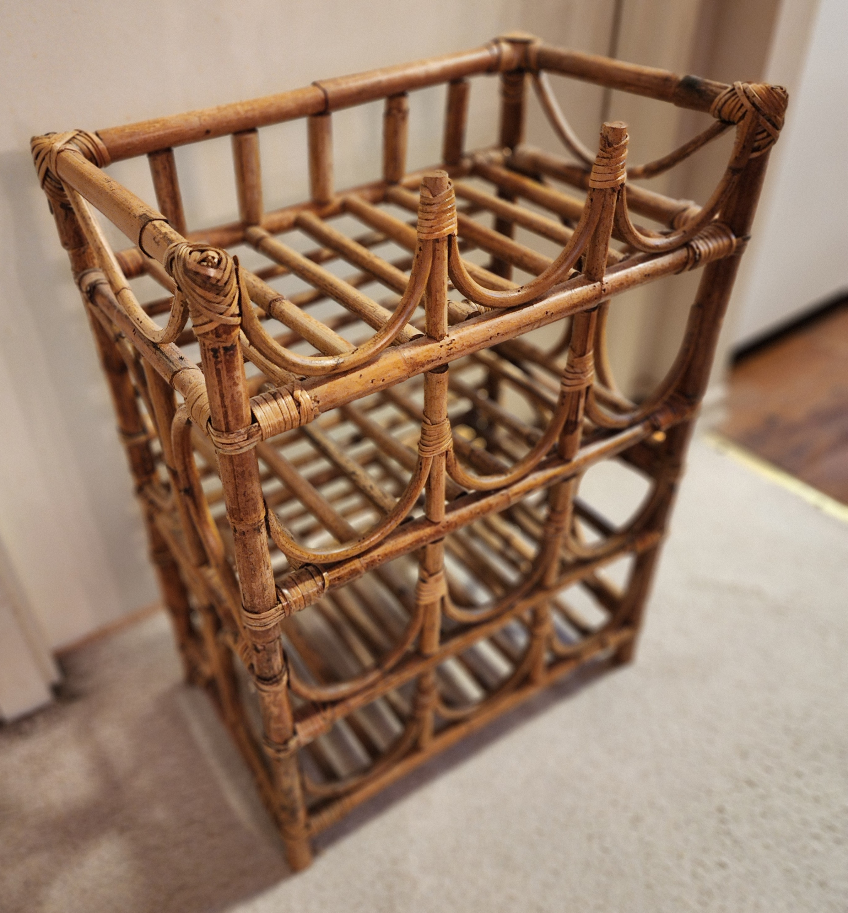 Vintage Rattan 3-Tier Shelf – Boho Cane Storage Rack - photo 3