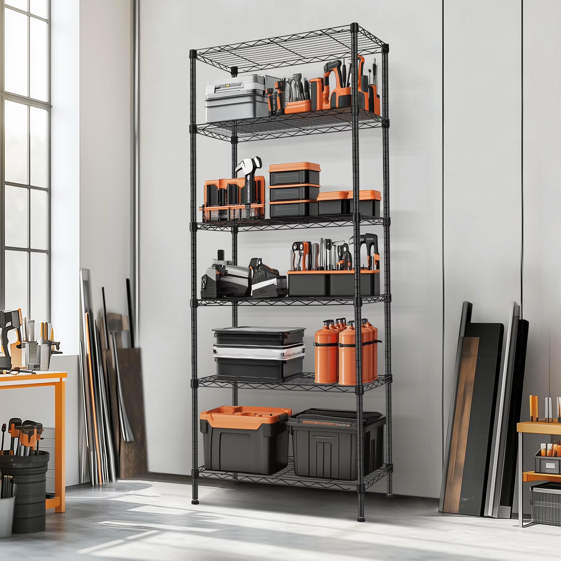 6-Tier Heavy-Duty Wire Shelving Unit - Like New