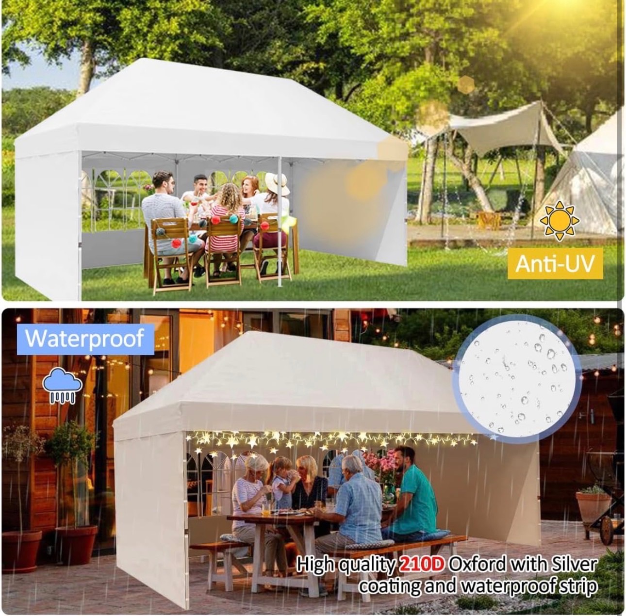 10'x20' Canopy Gazebo Commercial Tent w/ 4 Removable Sidewall - photo 4