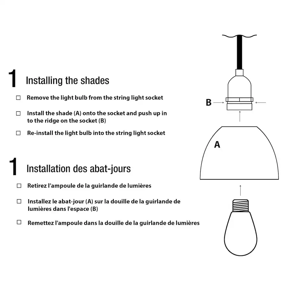 Black Dome Metal Shade Toppers for Standard String Light Strand - photo 2