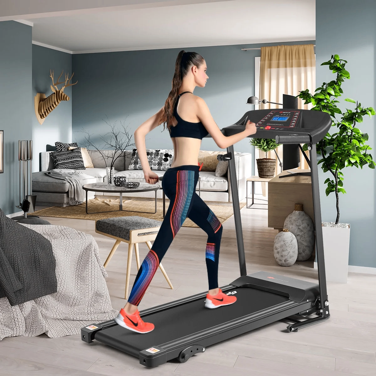 Goplus 1.0HP Folding Treadmill Electric Support Motorized Power
