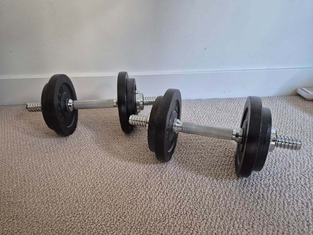 Adjustable Cast Iron Dumbbell Set – Home Gym – Moving Sale