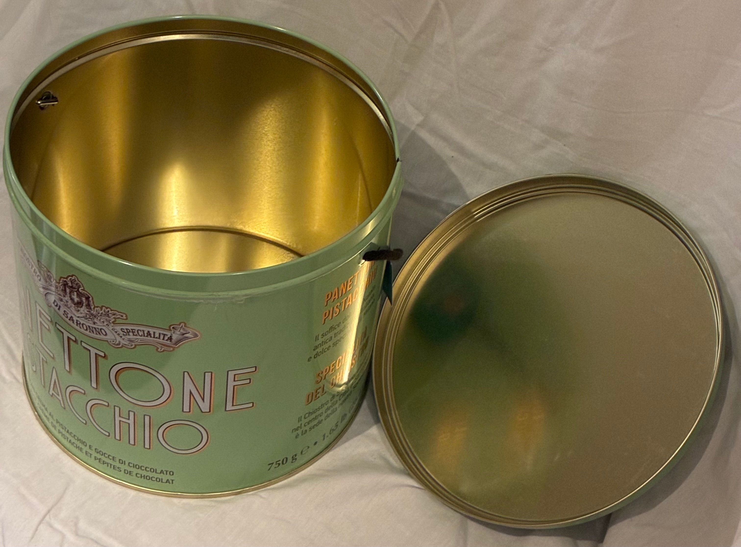 Large Empty Panettone Pistacchio Tin with Carrying Handle - photo 4