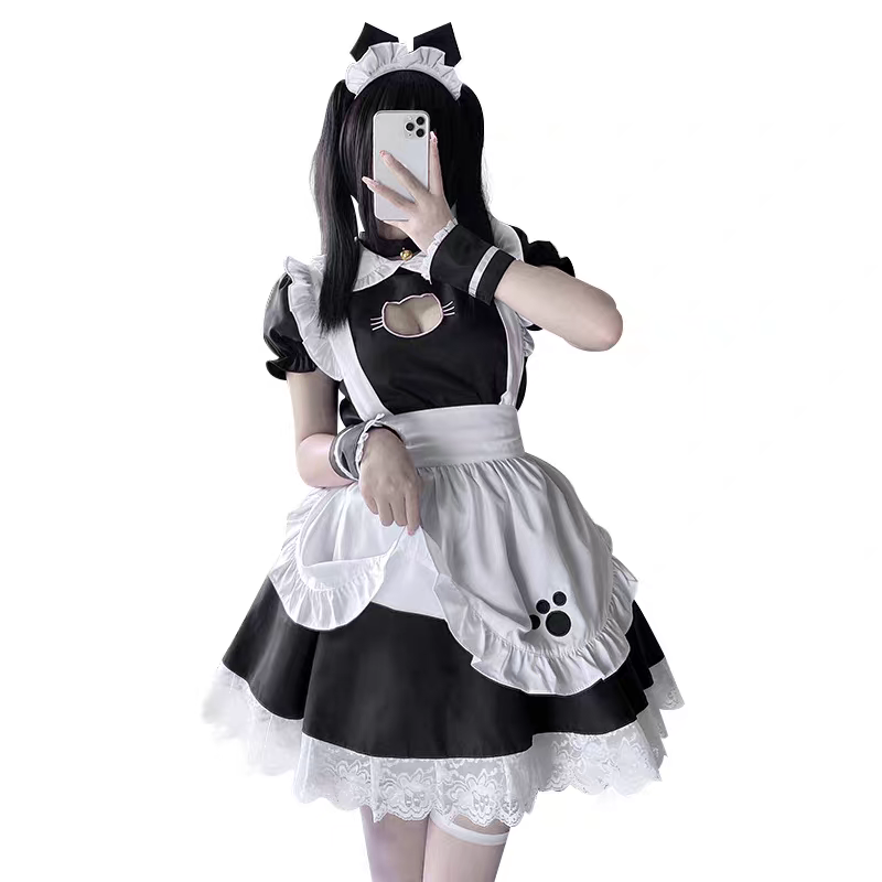 Halloween Costume Black & White Cat Maid Outfit - photo 2
