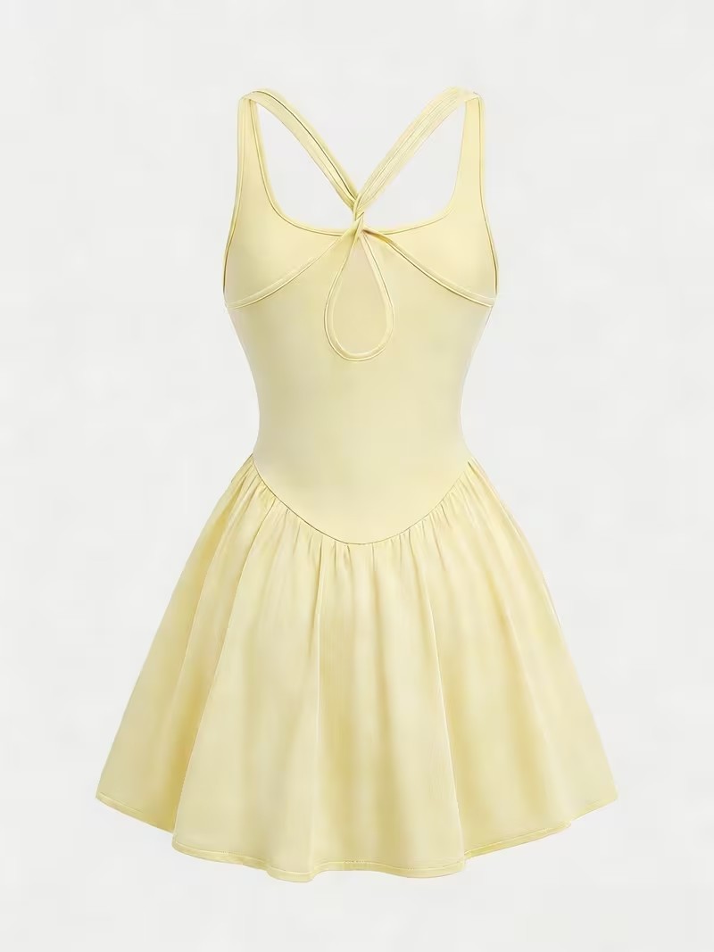 Women's Light Yellow Athletic/Tennis Dress with Pockets M/US6 - photo 4
