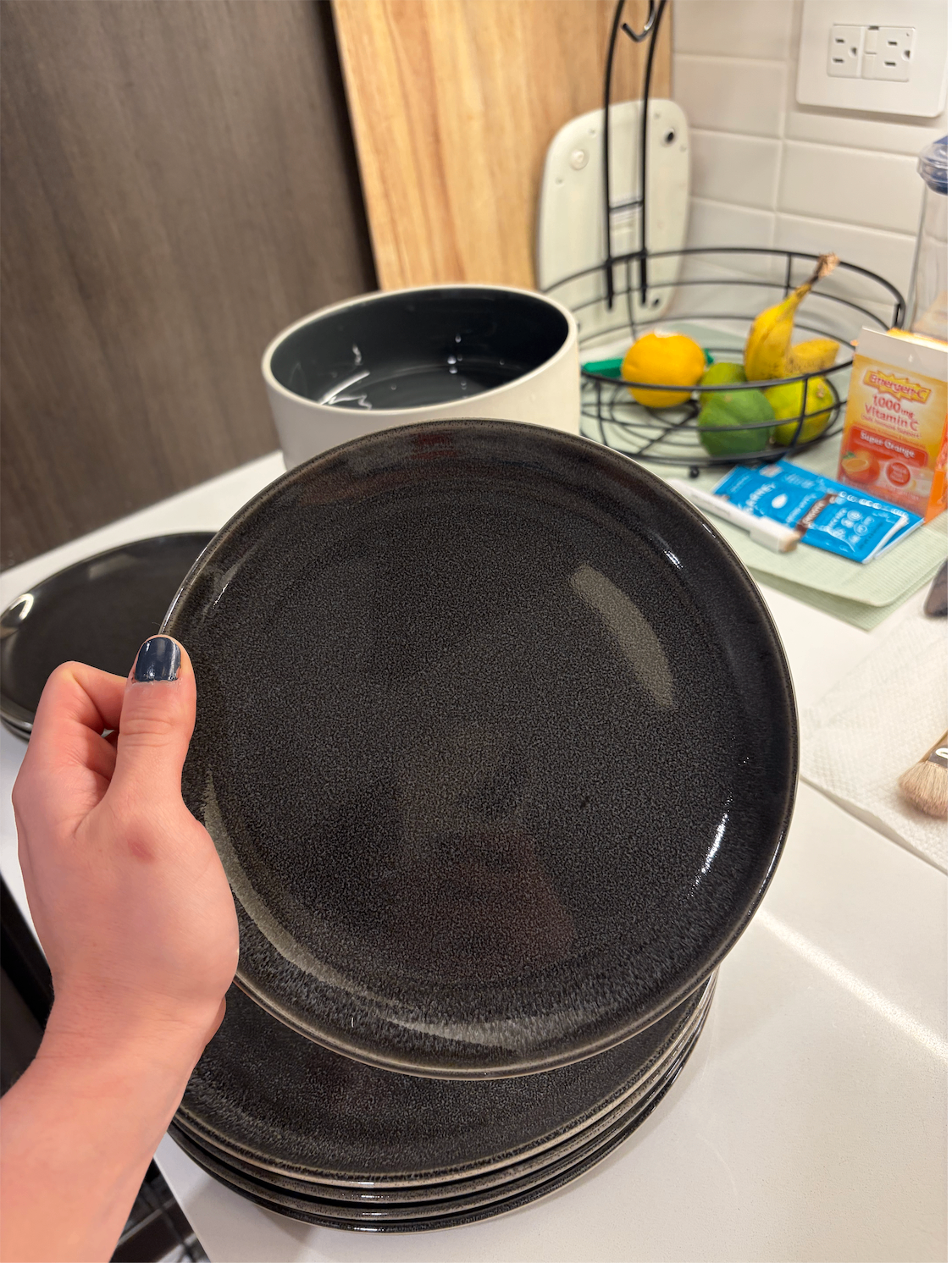 Set of Dark Gray Dinner Plates