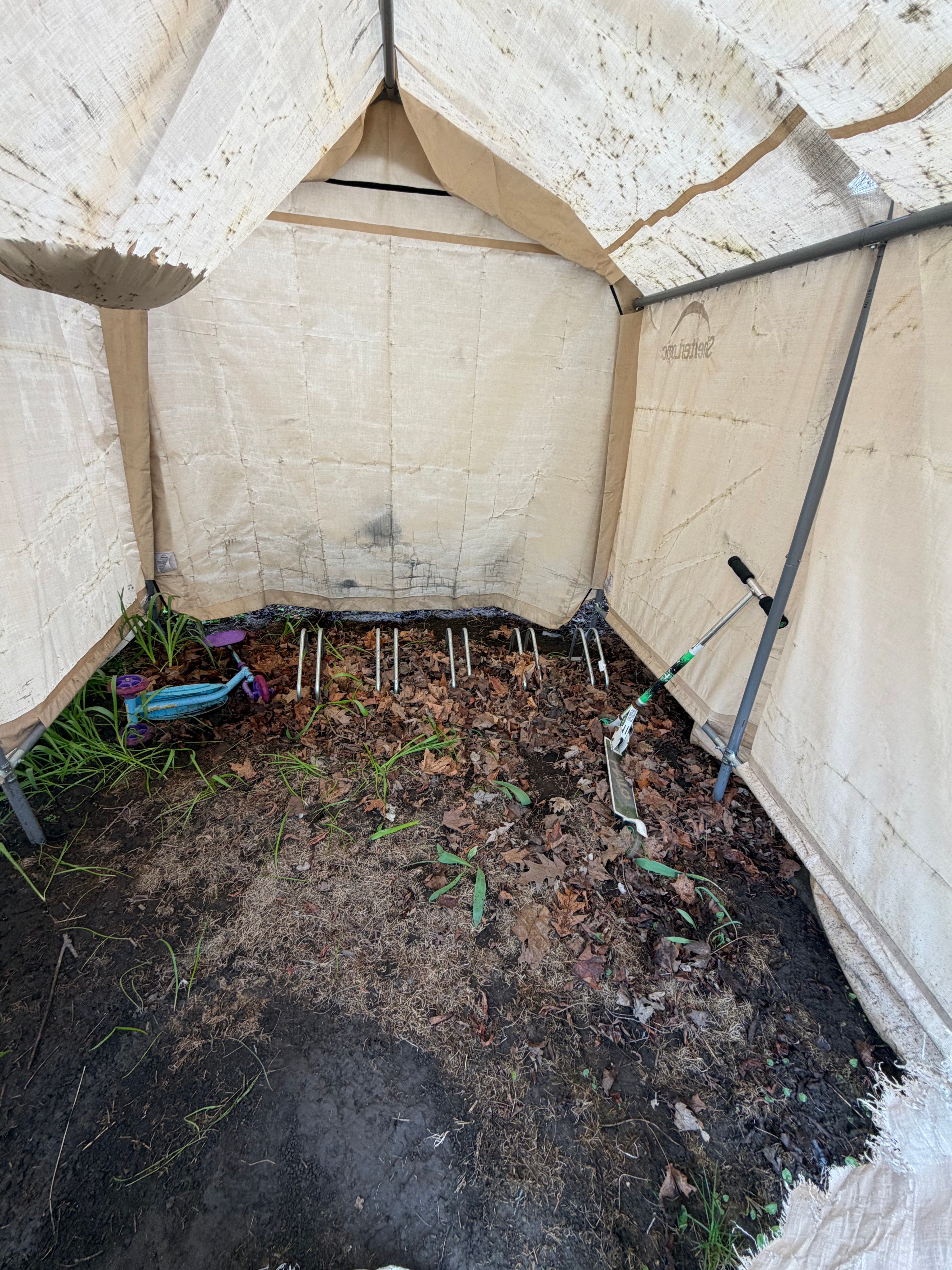 ShelterLogic 10×10×8 Shed - Frame in Good Shape, Cover Trashed - photo 2
