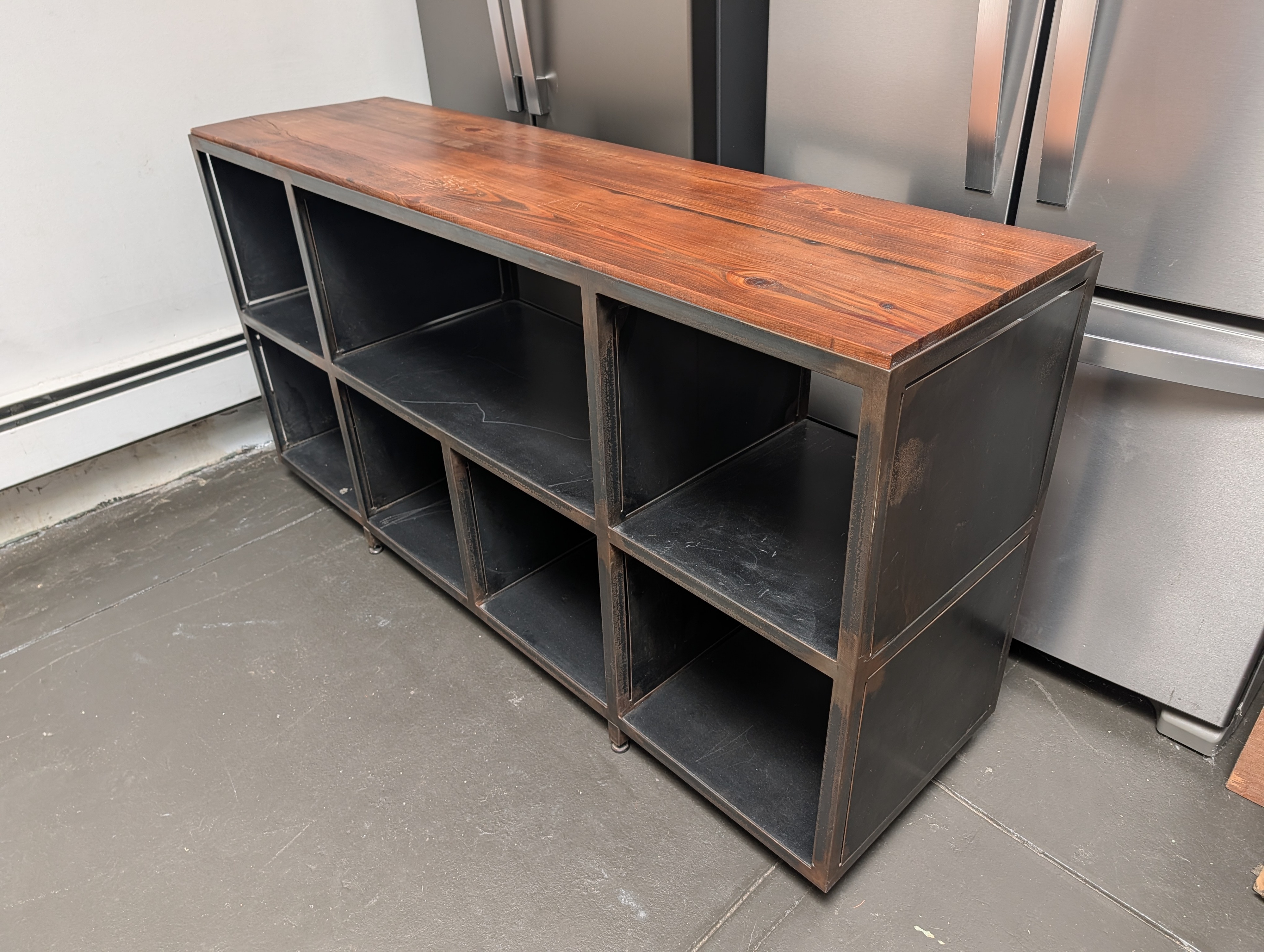Industrial Style Wood Top Storage Shelf Unit - photo 2