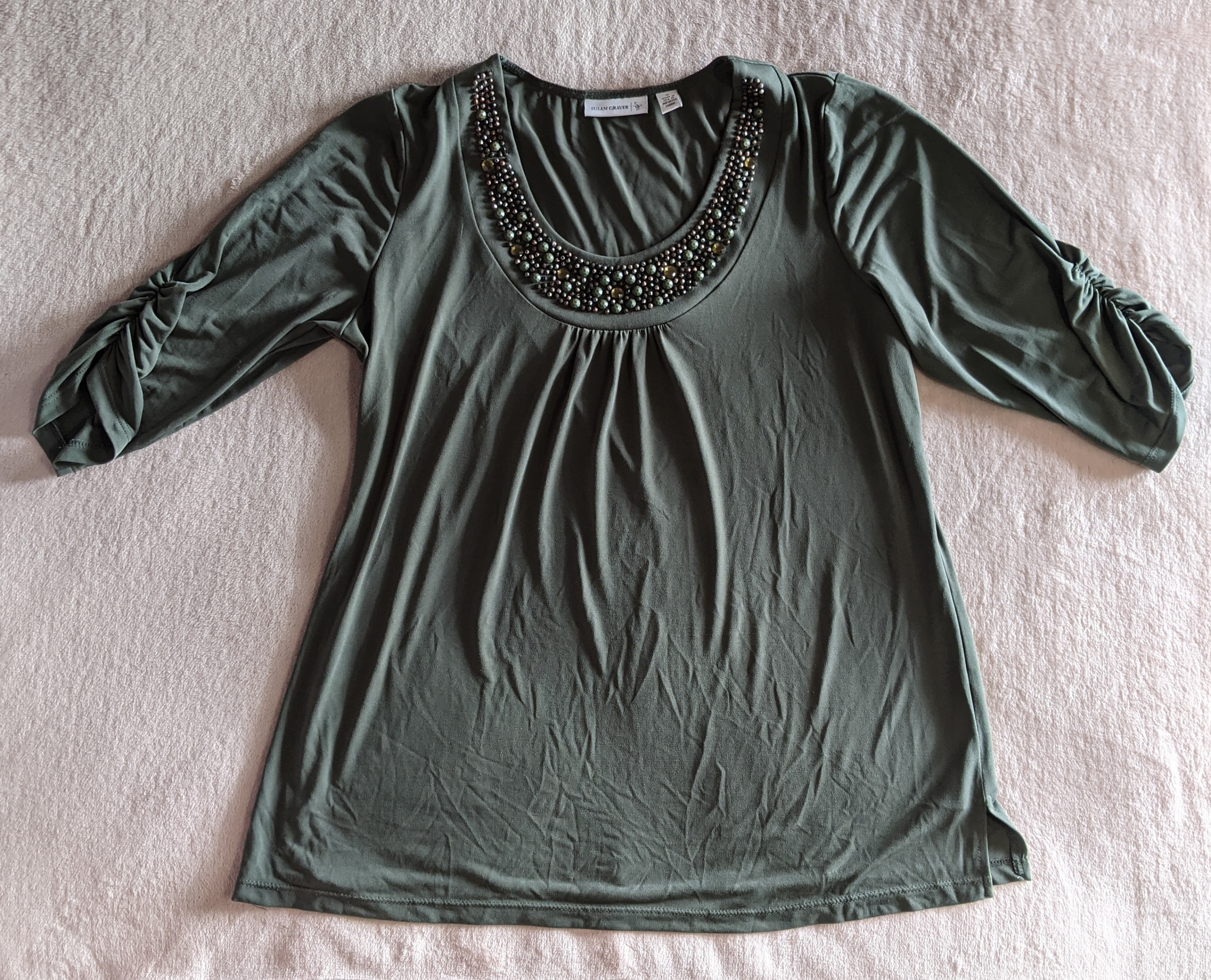 Green embellished top