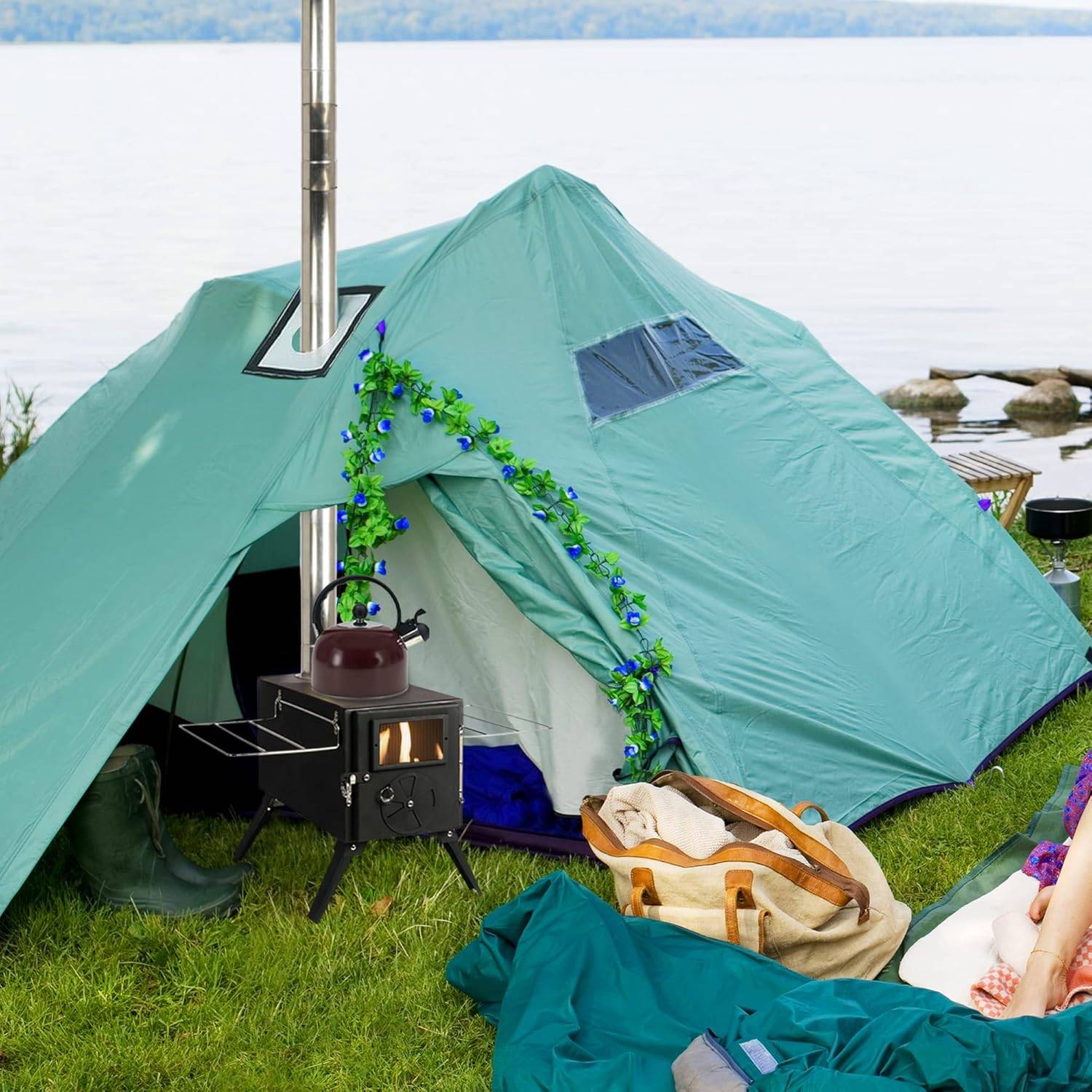 Portable Wood Burning Tent Stove with Chimney Pipe - photo 3