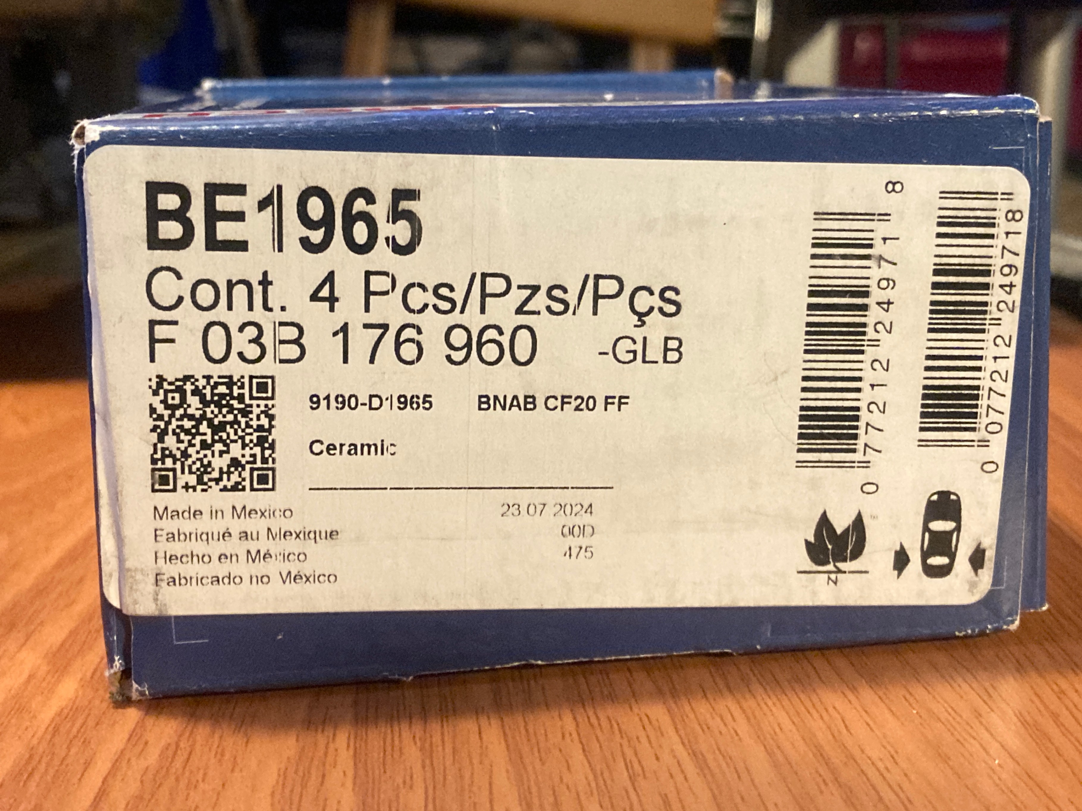 Bosch BE1965 Blue Ceramic Rear Brake Pads – Nissan Leaf / Rogue - photo 2