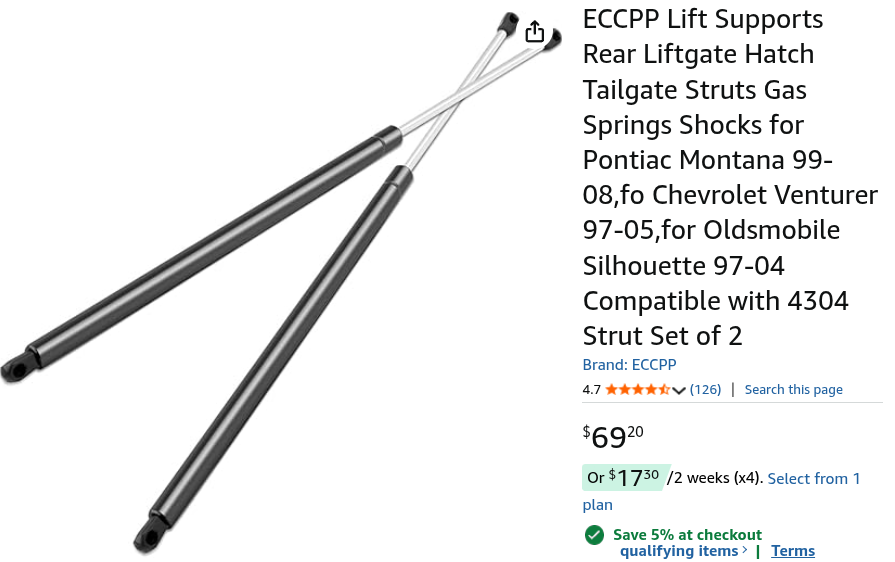 Lift Supports Rear Liftgate Hatch Tailgate Struts Gas Spri - photo 2