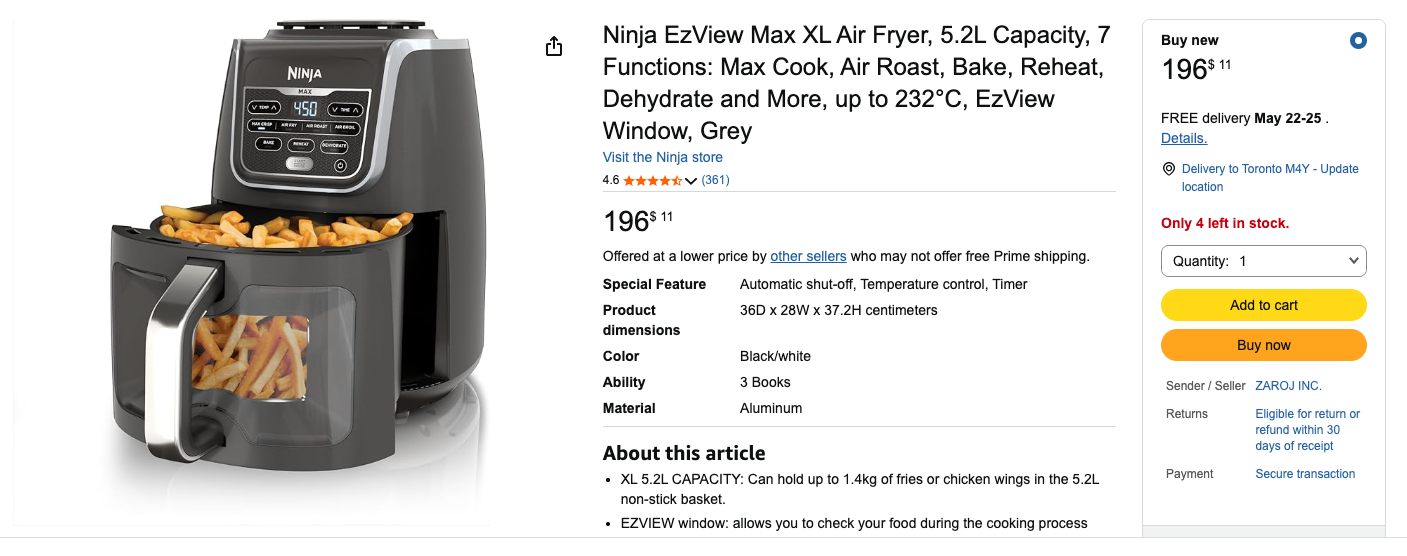 Ninja EZView Air Fryer / Airfryer Max XL