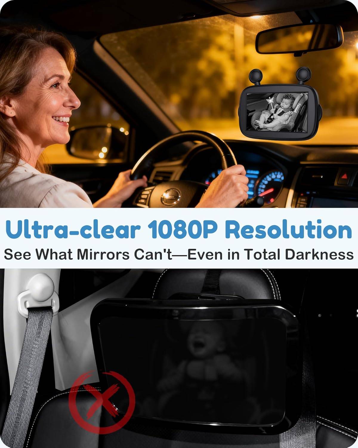 HD 1080P Baby Car Camera: Easy to Install 150° Wide Angle Car - photo 4